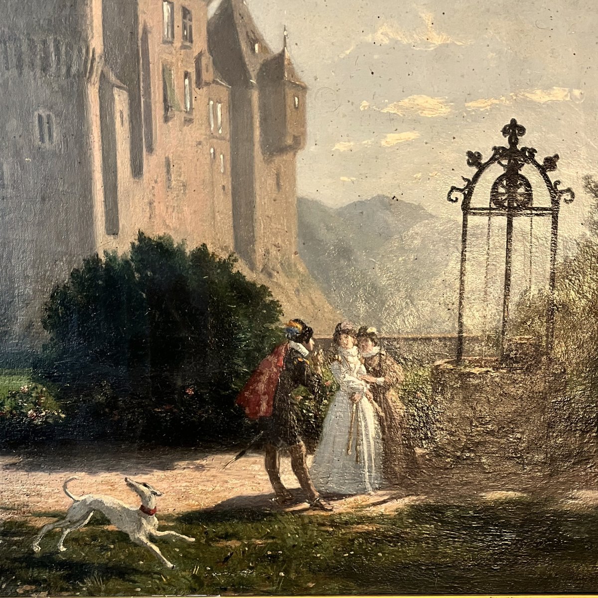 Scène galante Troubadour, milieu XIXème siècle-photo-3