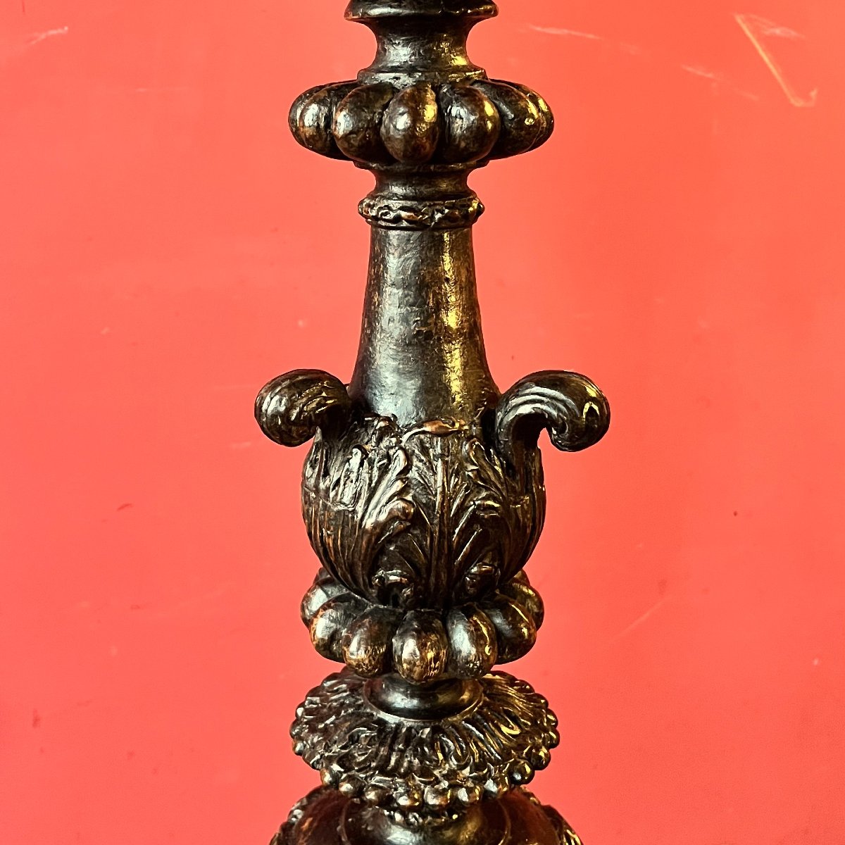 Important Carved Candlestick, Louis XIV Period-photo-4