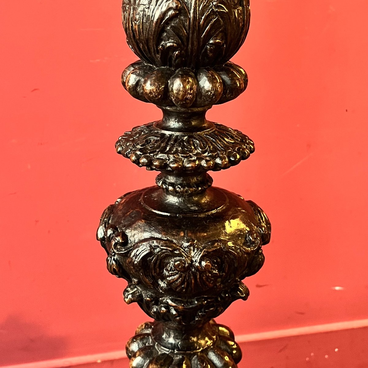 Important Carved Candlestick, Louis XIV Period-photo-1