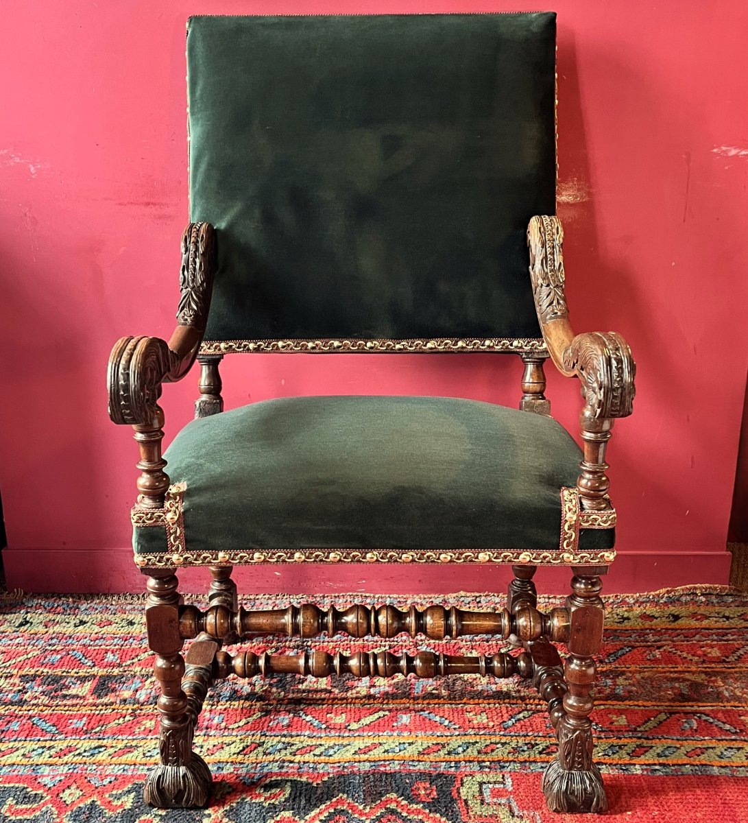 Fauteuil sculpté, époque Louis XIV-photo-2