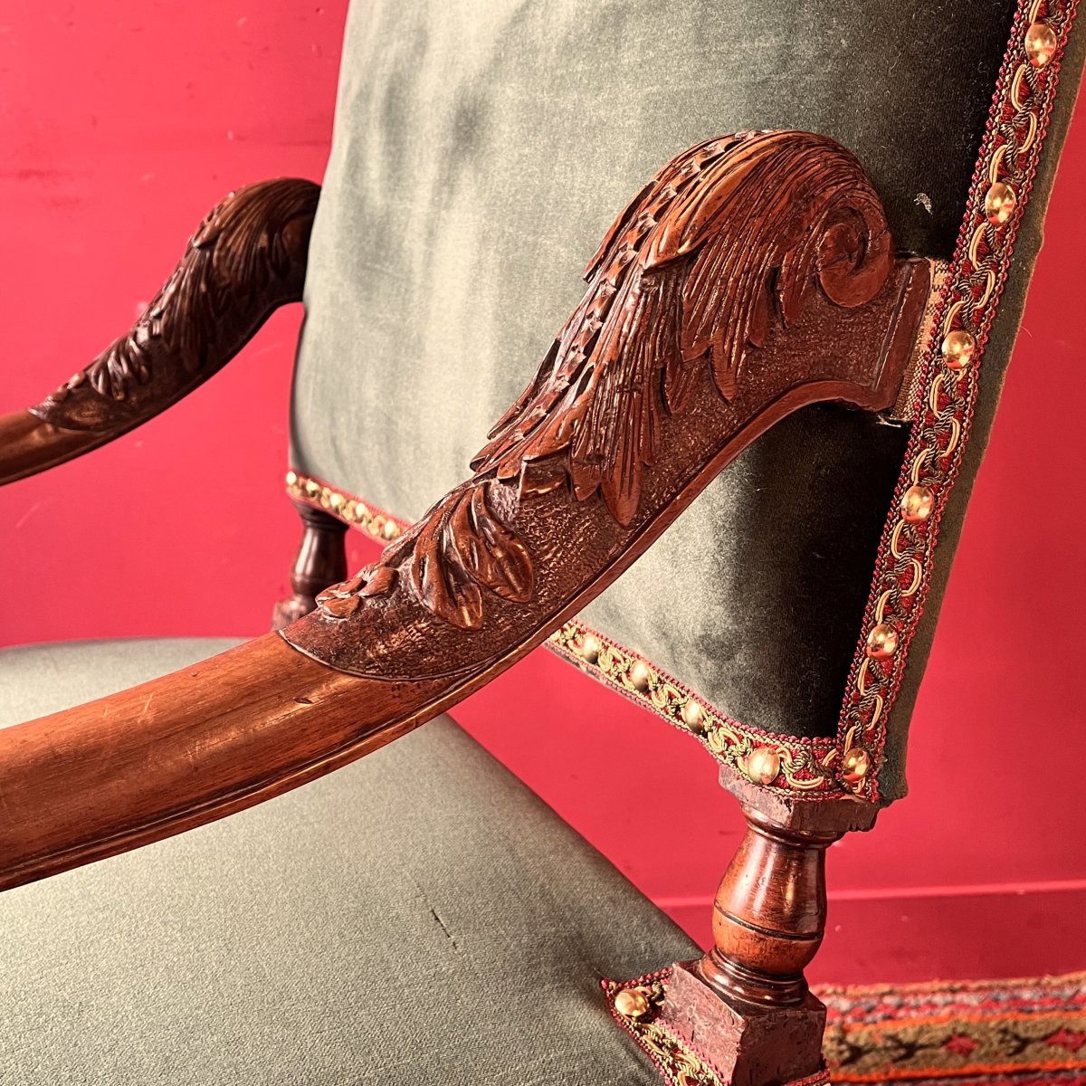 Fauteuil sculpté, époque Louis XIV-photo-3