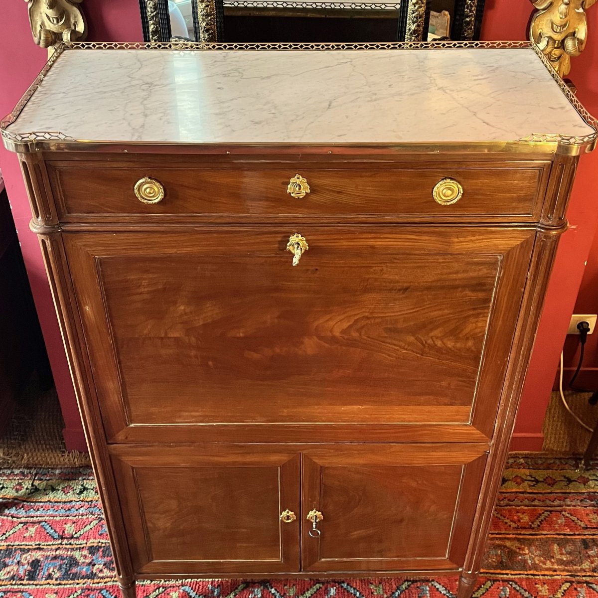 Secrétaire en acajou, époque Louis XVI-photo-3