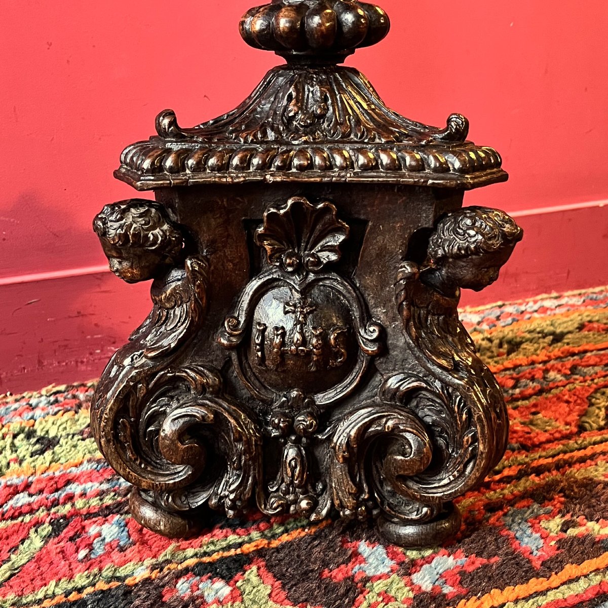 Pique-cierge richement sculpté, époque Louis XIV-photo-3