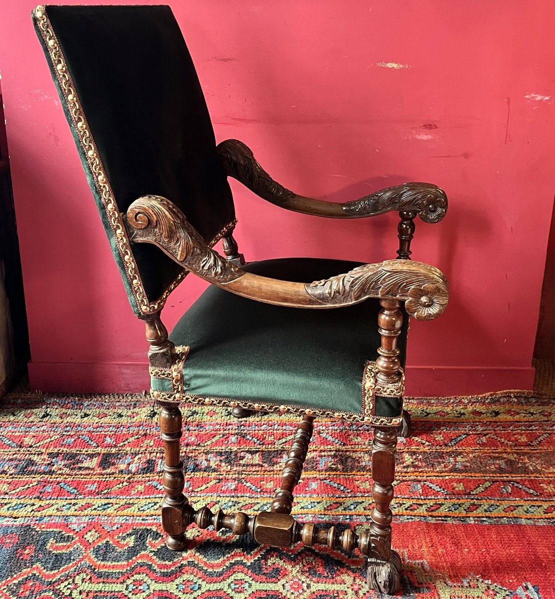 Louis XIV Period Carved Armchair-photo-4