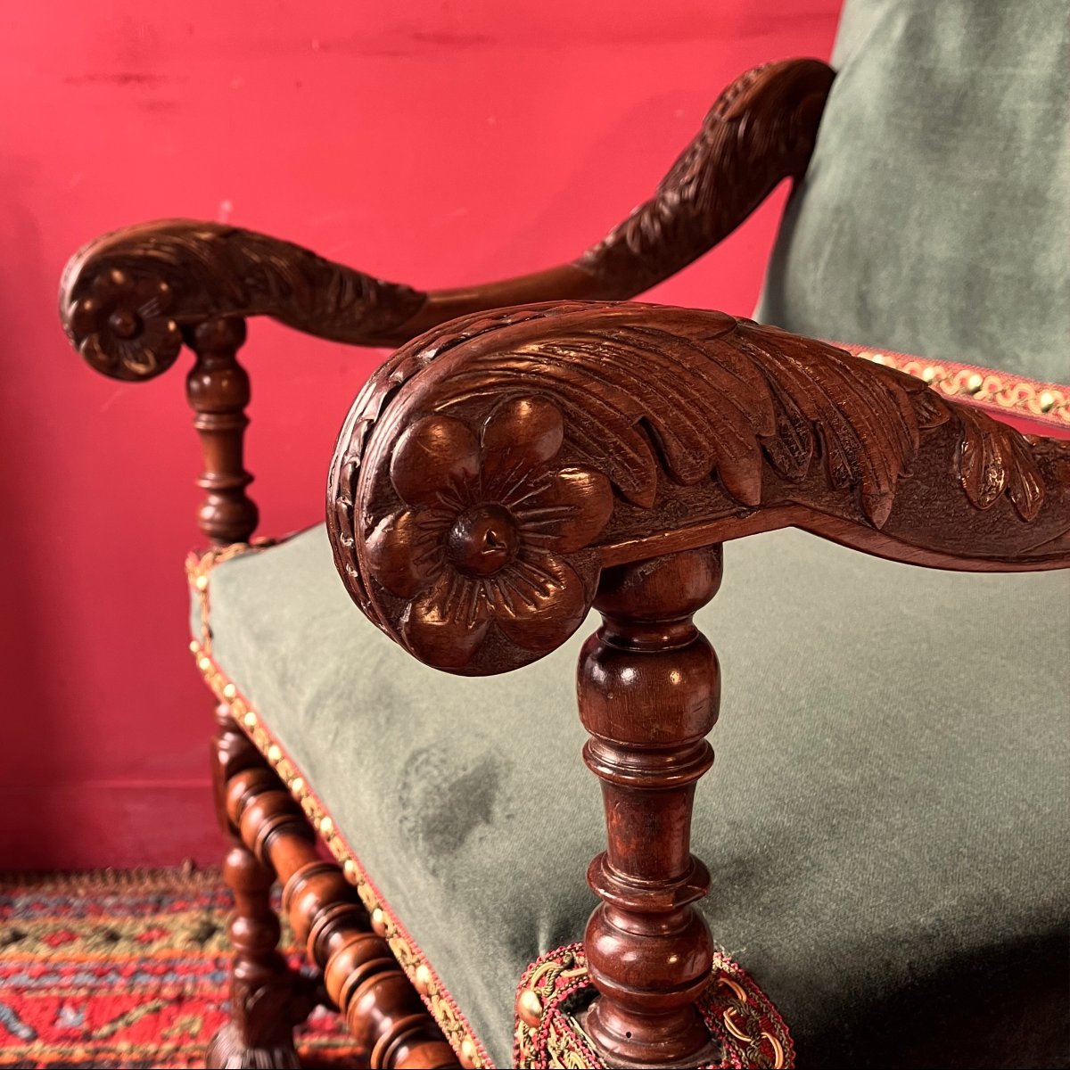 Louis XIV Period Carved Armchair-photo-4