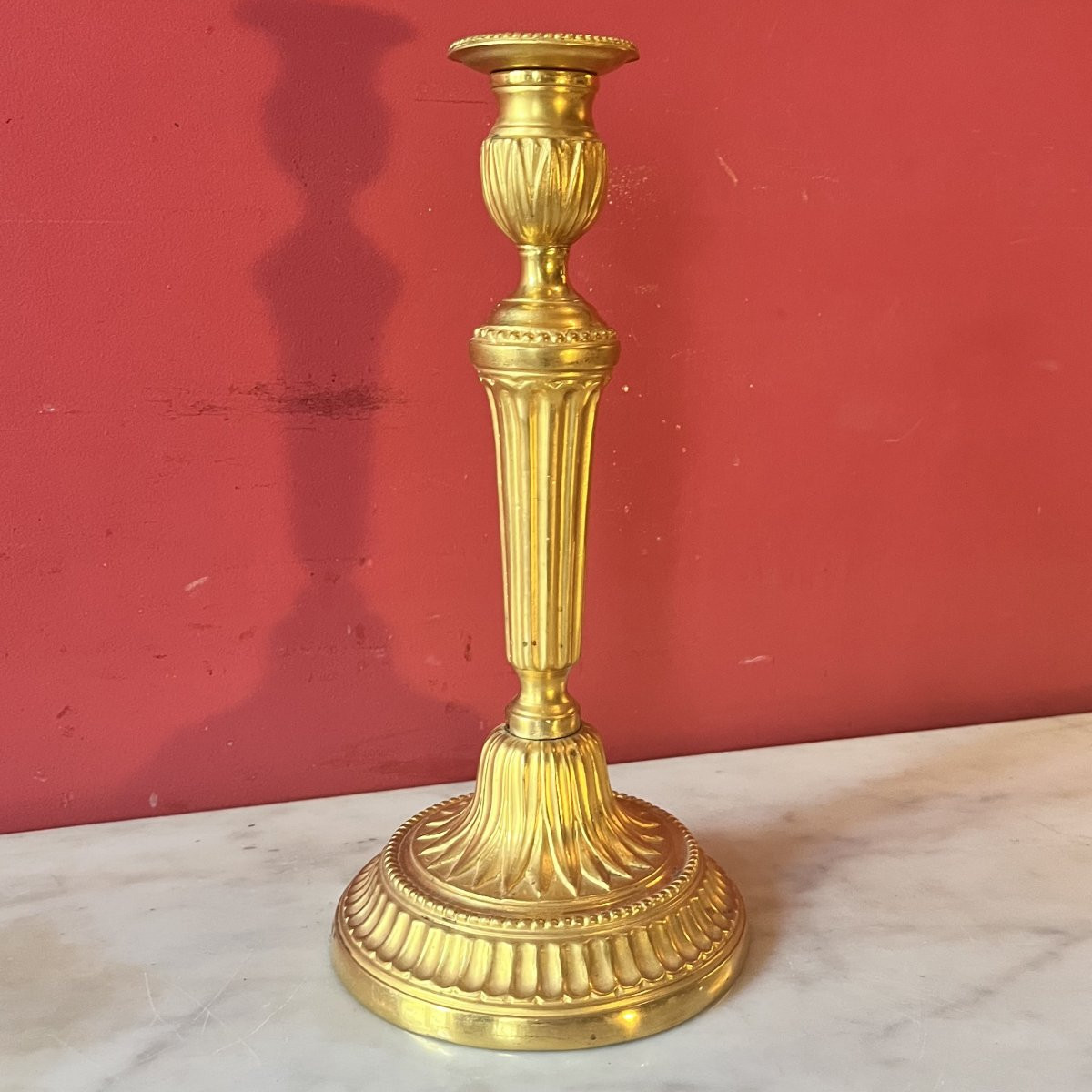 Rare suite de quatre bougeoirs, époque Louis XVI-photo-3