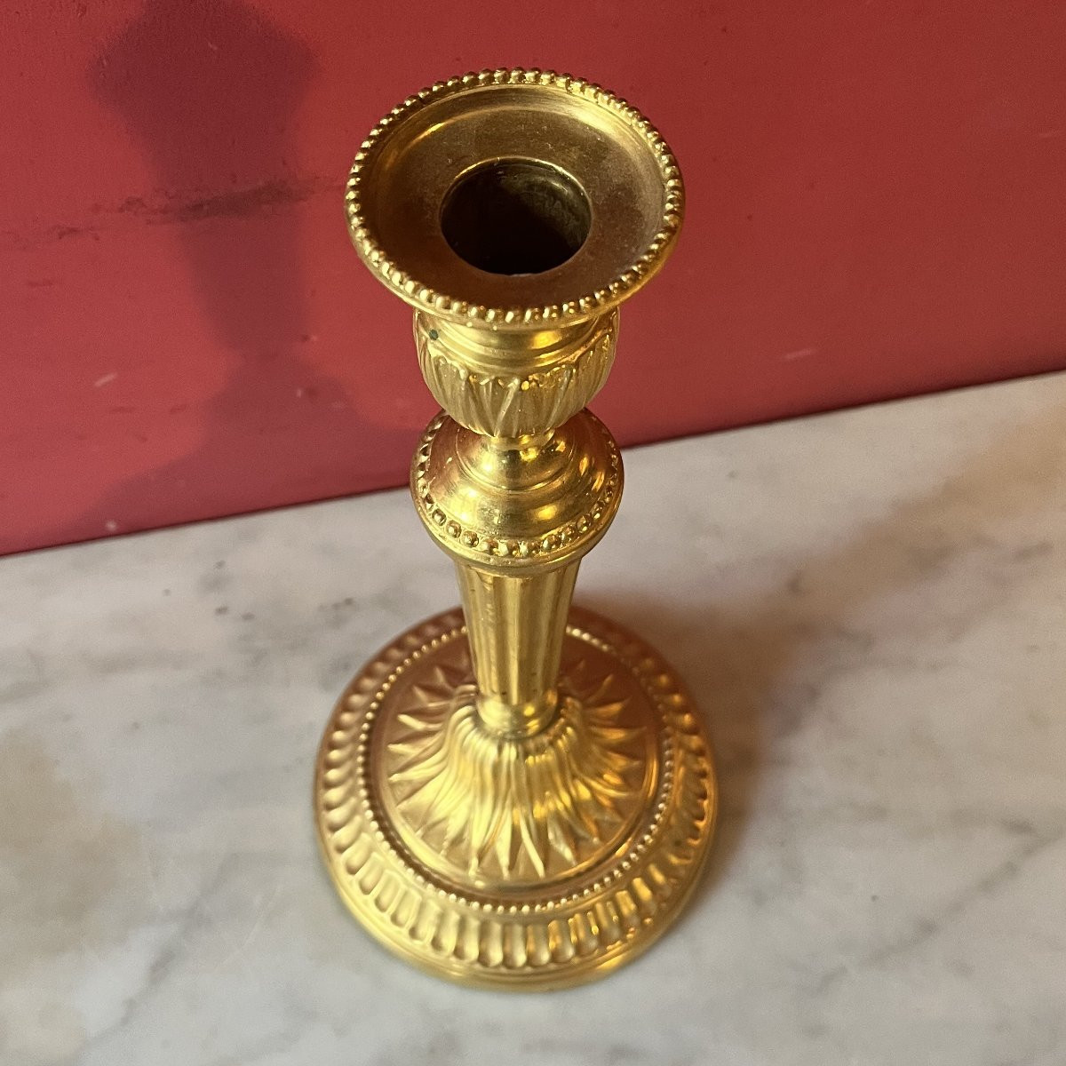 Rare suite de quatre bougeoirs, époque Louis XVI-photo-4