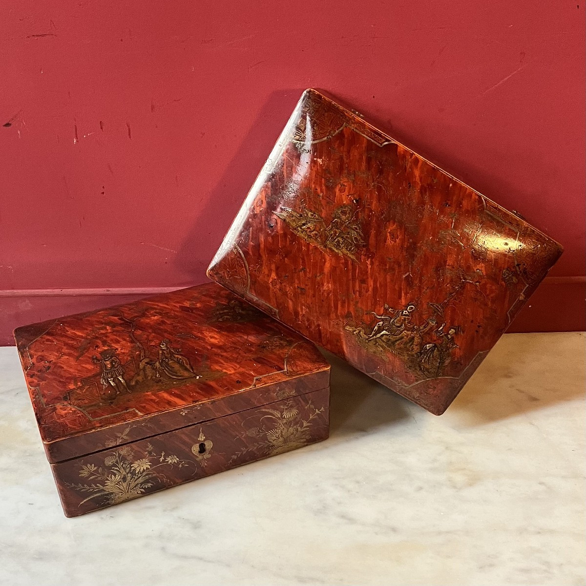 Paire de coffrets de toilette, XVIIIème siècle