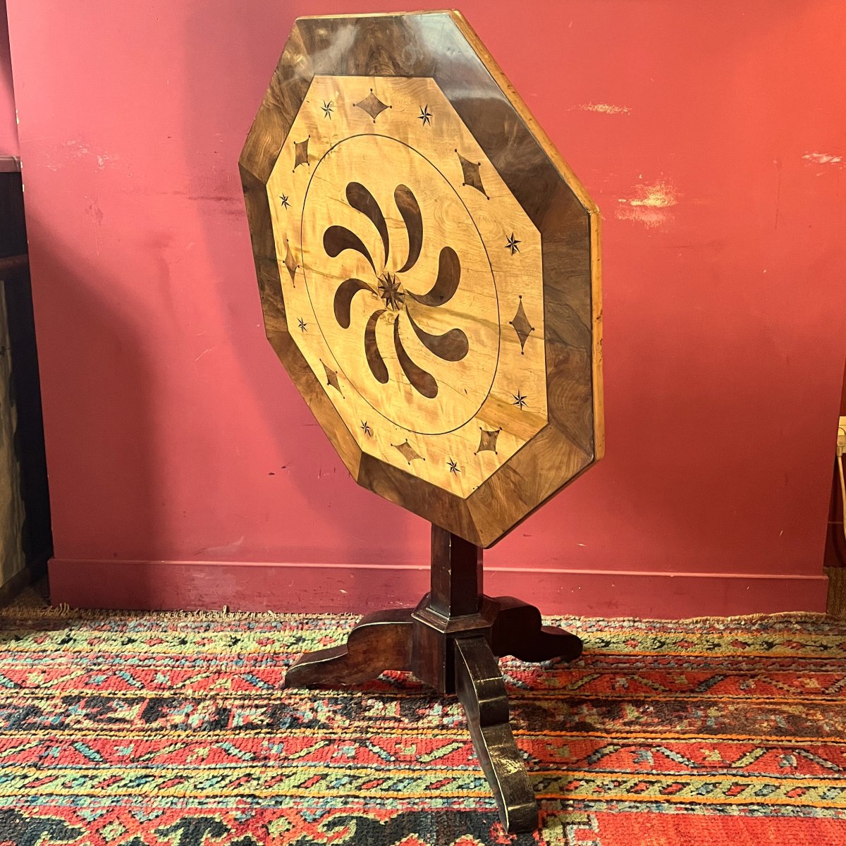 Inlaid Pedestal Table, Early 19th Century-photo-2