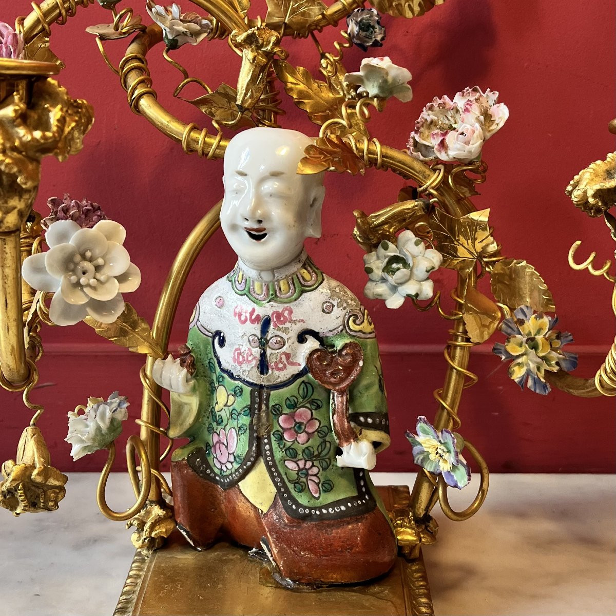 Paire de candélabres aux Magots, fin XIXème siècle-photo-3