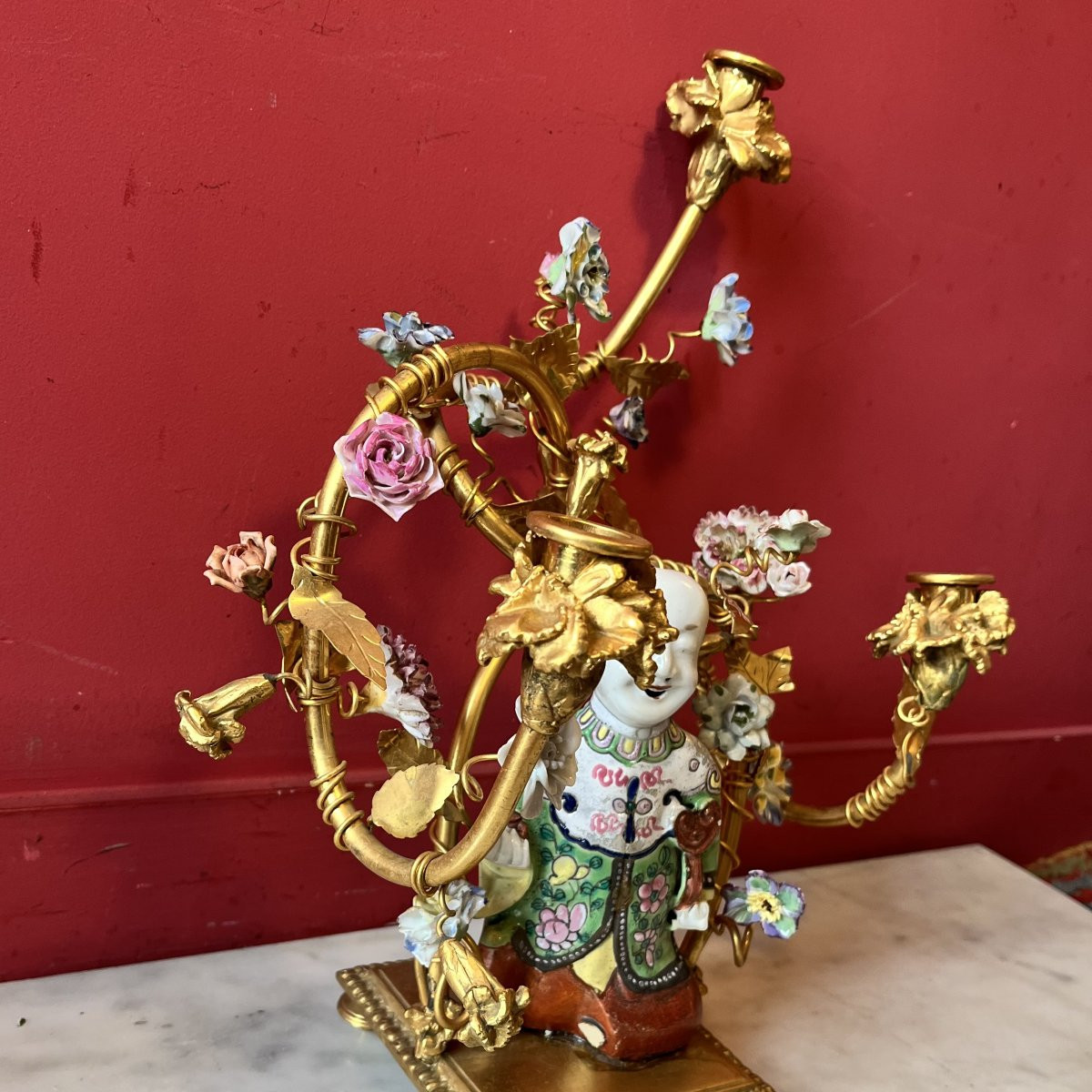 Paire de candélabres aux Magots, fin XIXème siècle-photo-1
