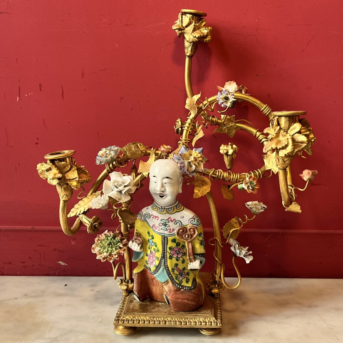 Paire de candélabres aux Magots, fin XIXème siècle-photo-3
