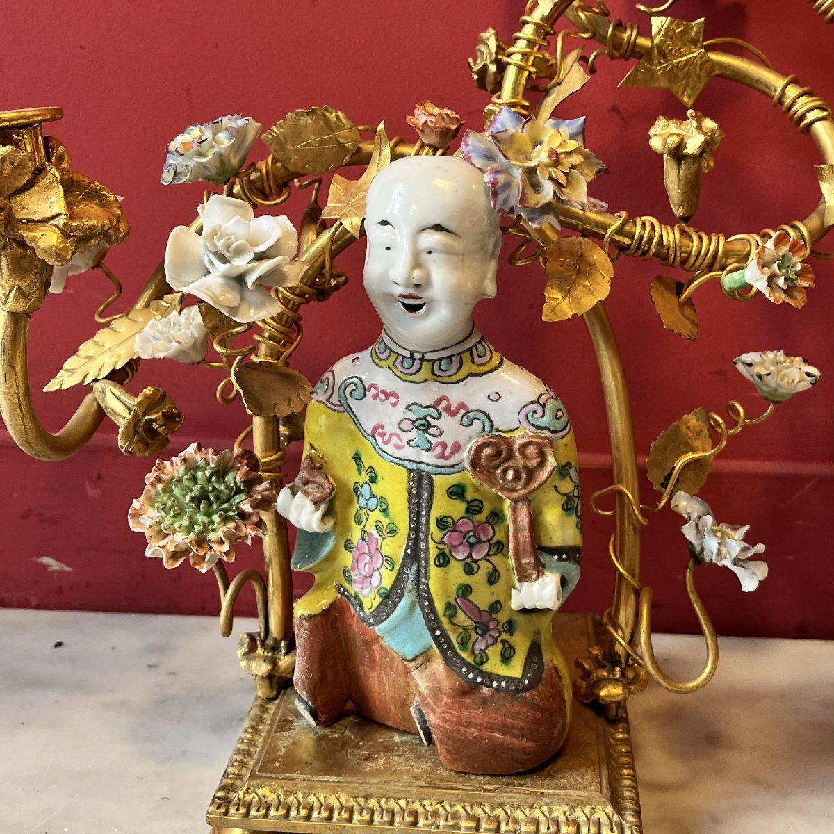 Paire de candélabres aux Magots, fin XIXème siècle-photo-4