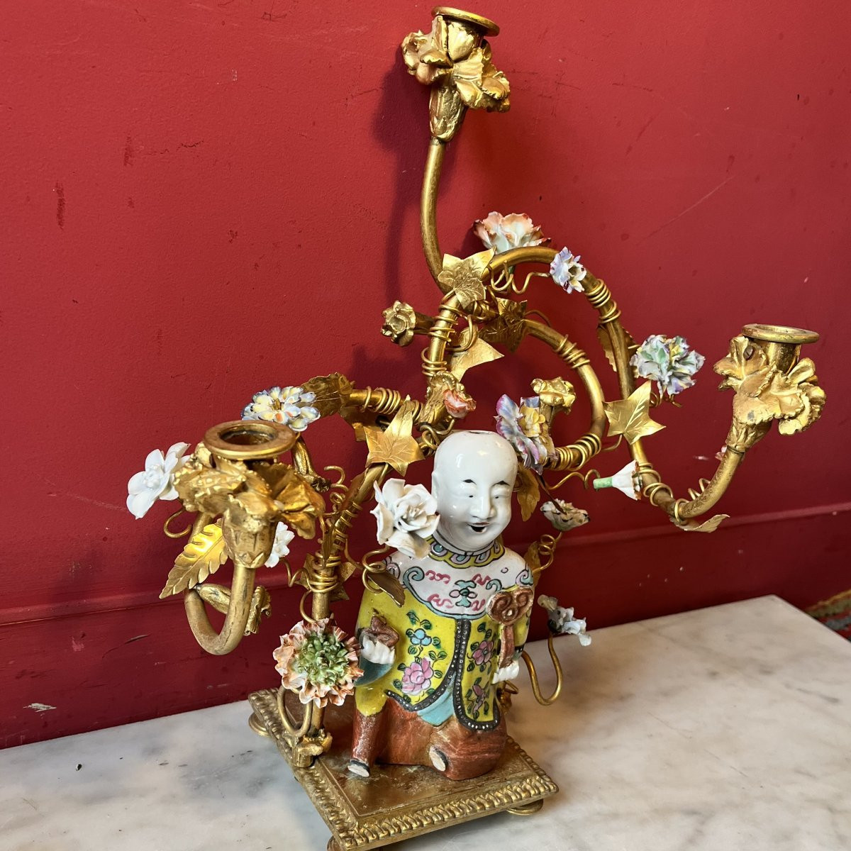 Paire de candélabres aux Magots, fin XIXème siècle-photo-7