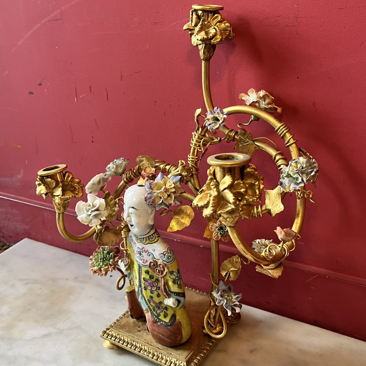 Paire de candélabres aux Magots, fin XIXème siècle-photo-8