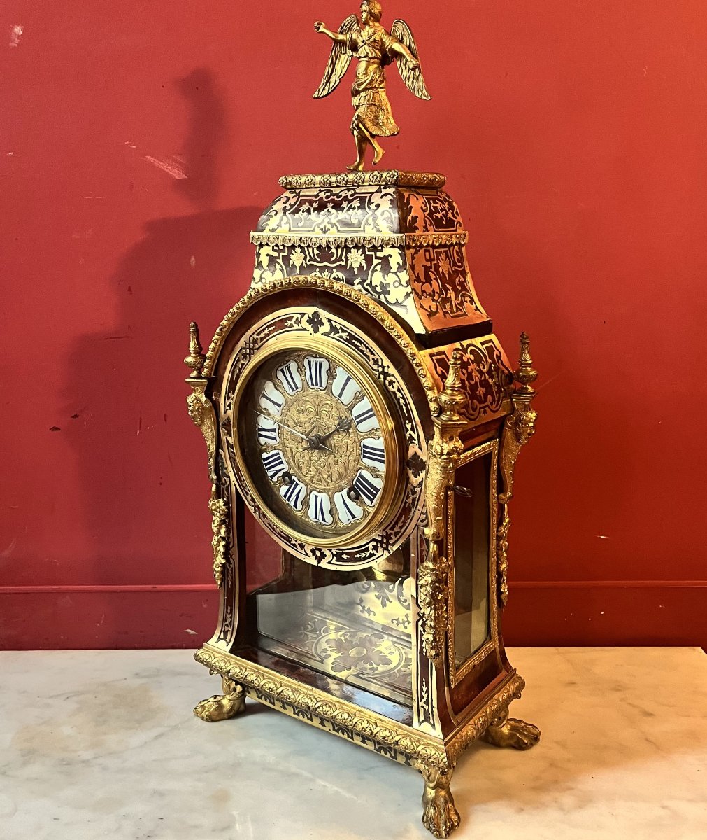 Boulle Marquetry Mantel Clock, Louis XIV Period-photo-2