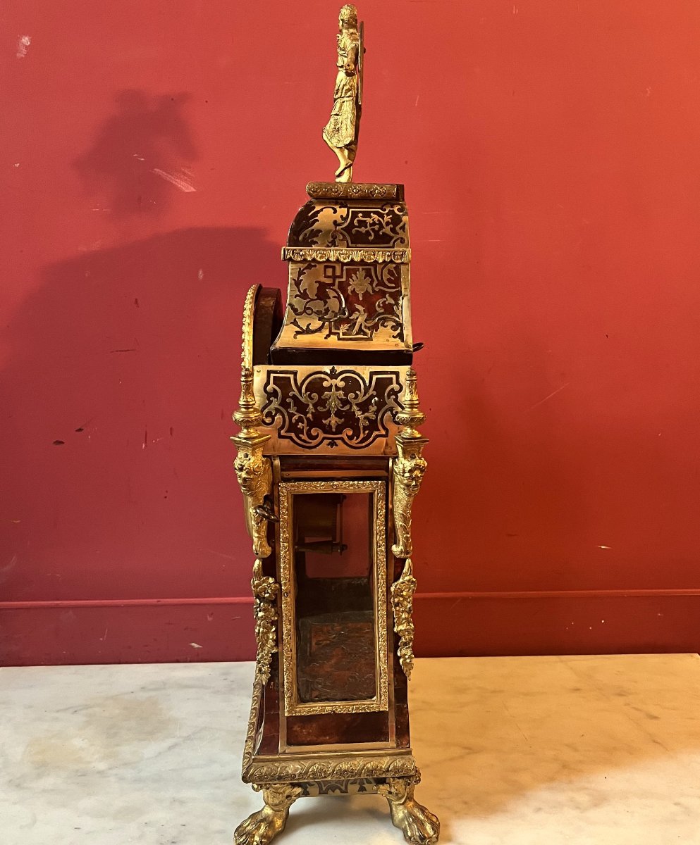 Boulle Marquetry Mantel Clock, Louis XIV Period-photo-3