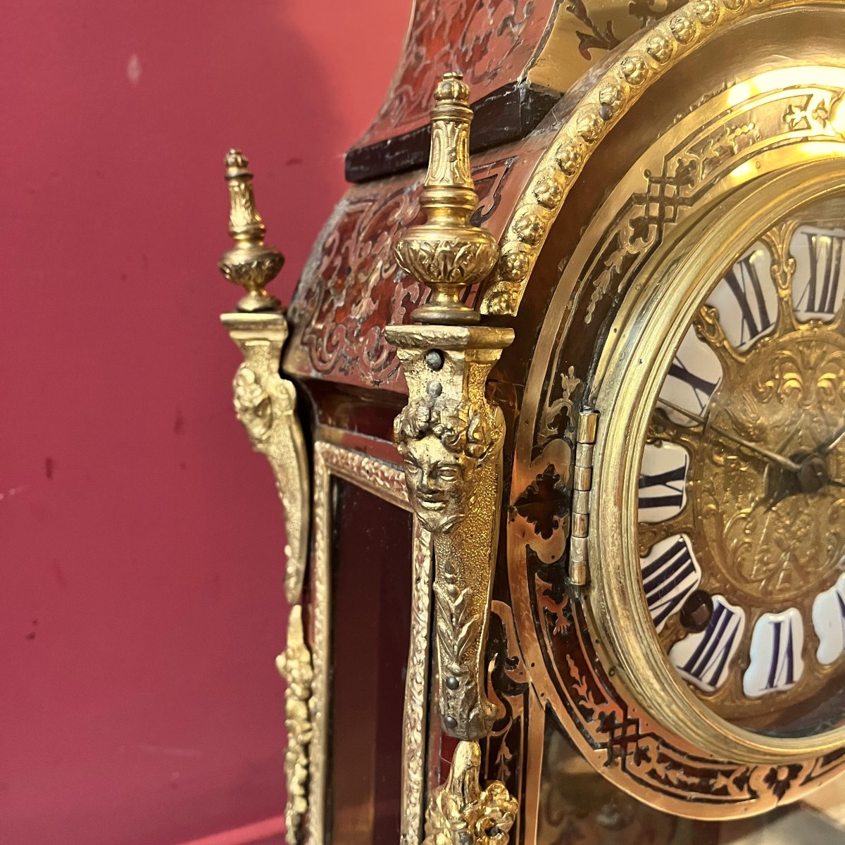 Boulle Marquetry Mantel Clock, Louis XIV Period-photo-5