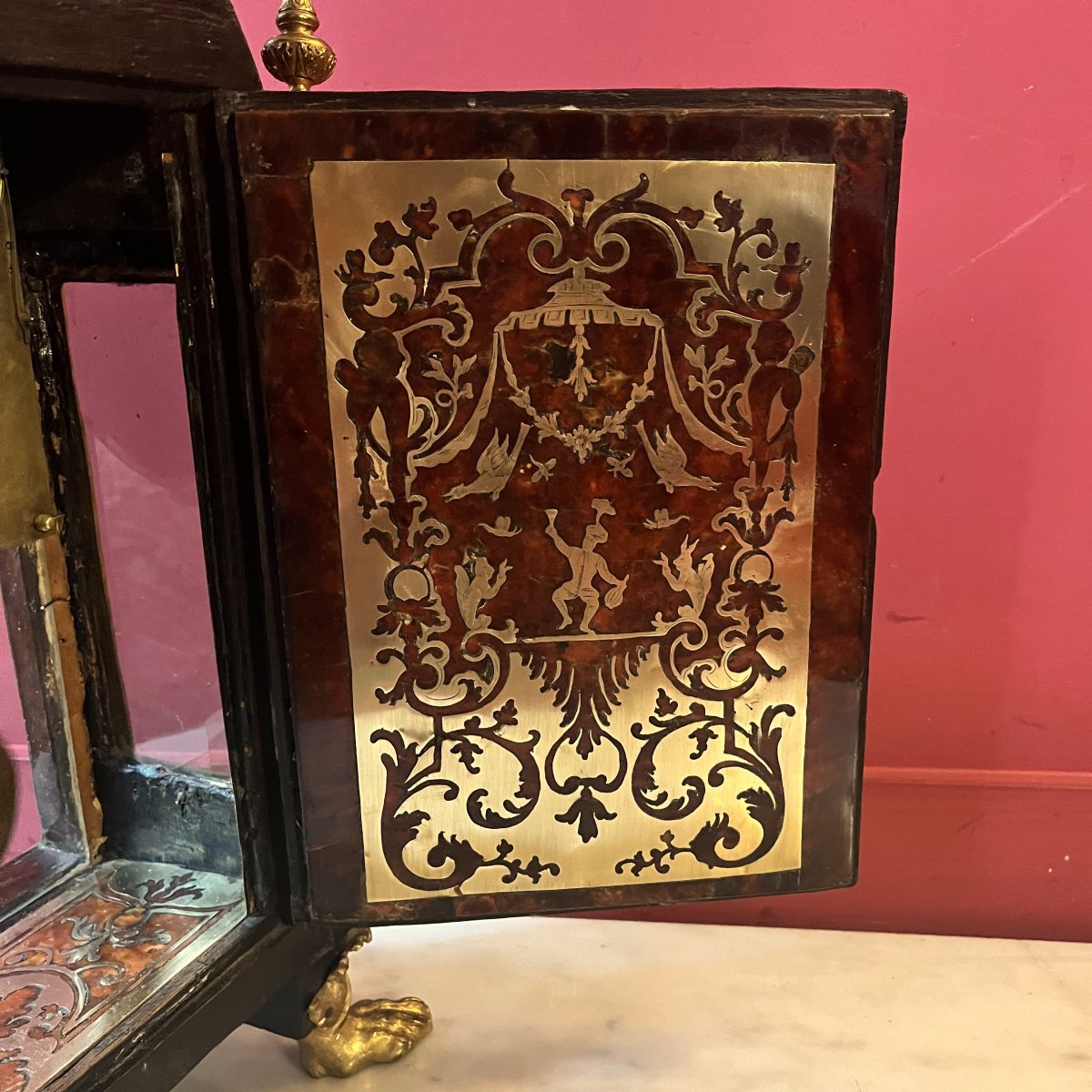Boulle Marquetry Mantel Clock, Louis XIV Period-photo-6