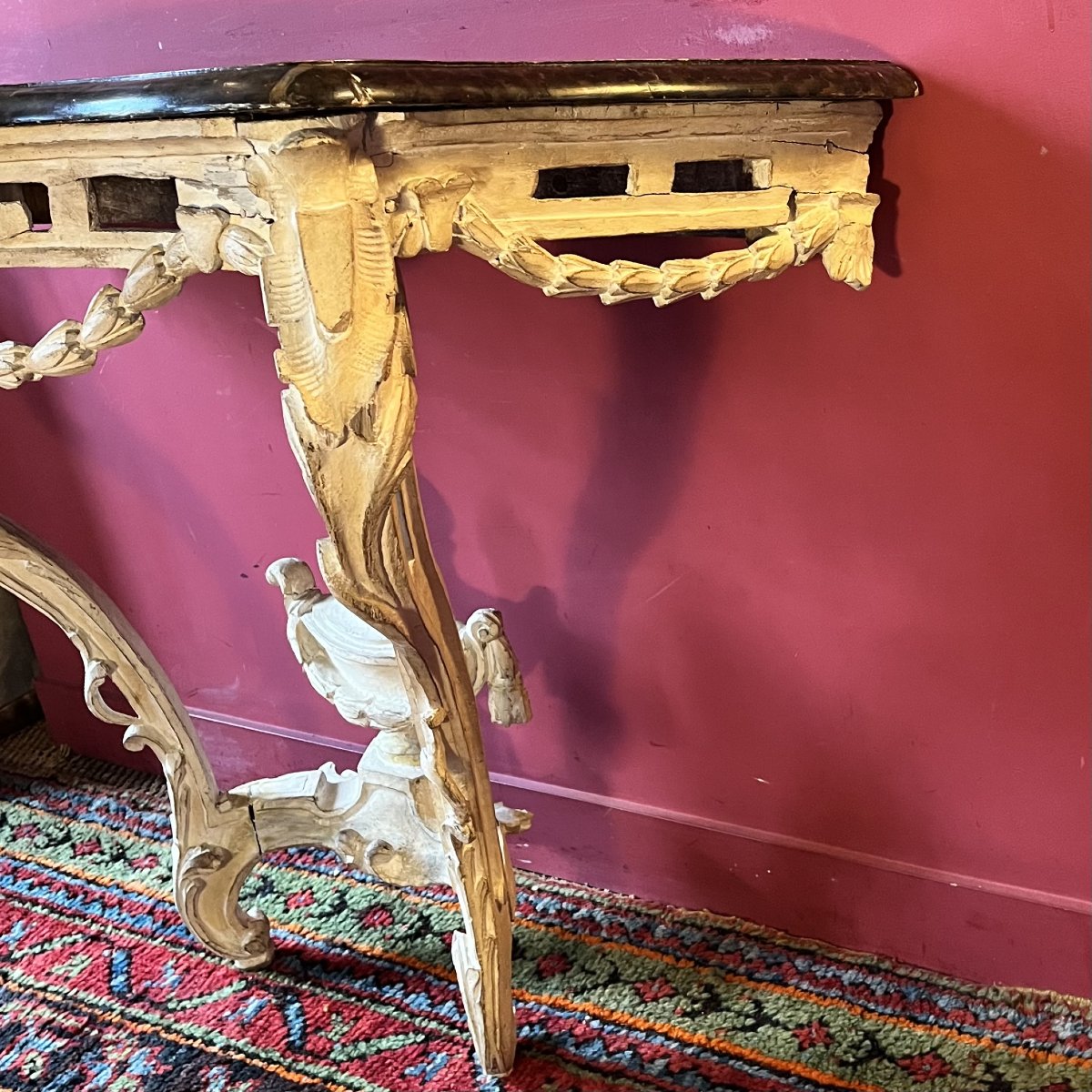 Console sculptée et laquée, fin époque Louis XV-photo-3
