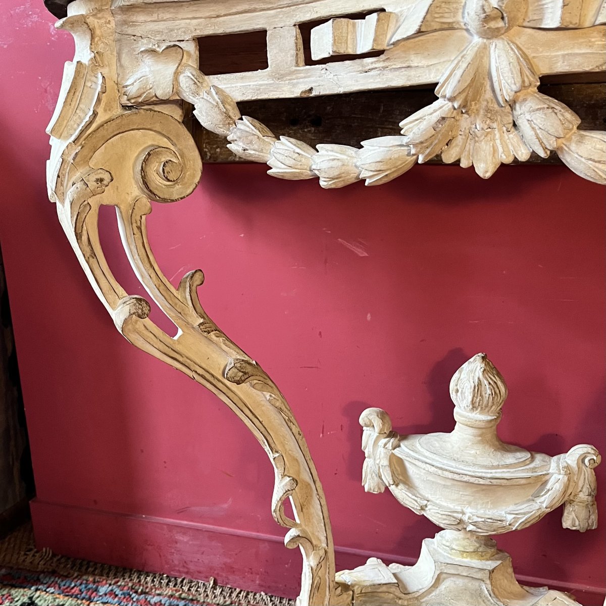 Console sculptée et laquée, fin époque Louis XV-photo-5