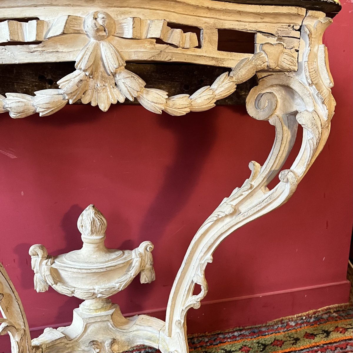 Console sculptée et laquée, fin époque Louis XV-photo-6