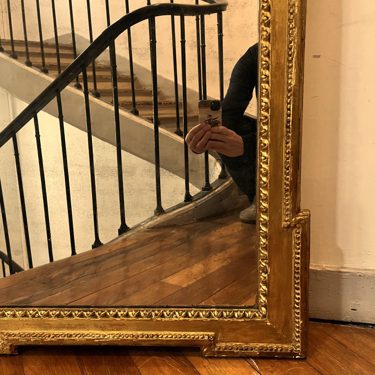 Important miroir à fronton, époque Louis XVI (hauteur 192 cm)-photo-4