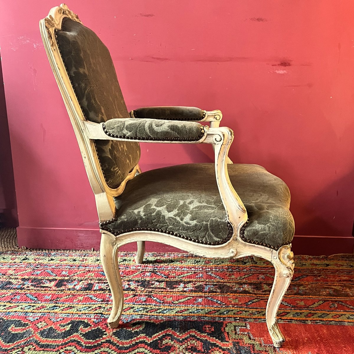 Large Carved Armchair, Louis XV Period-photo-4