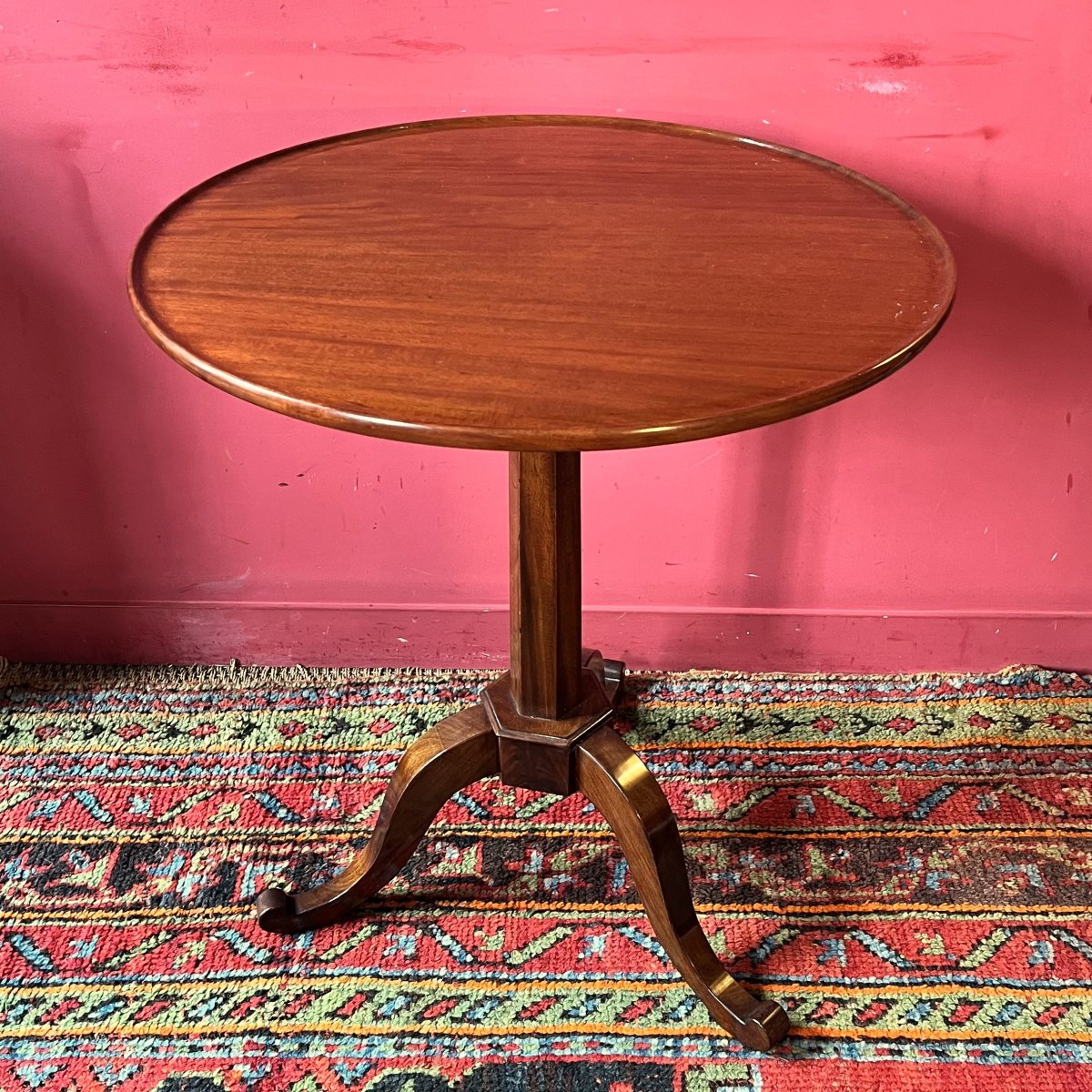 Stamped Mahogany Pedestal Table, Louis XVI Period-photo-3
