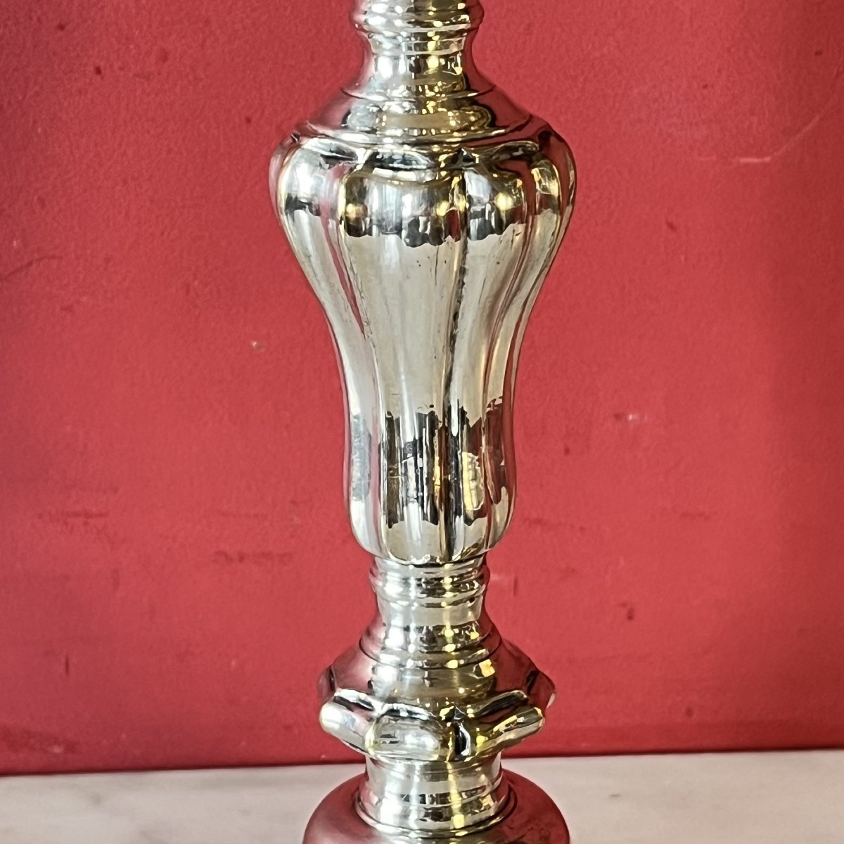 Silver-plated Bronze Candlestick, Louis XV Period-photo-3