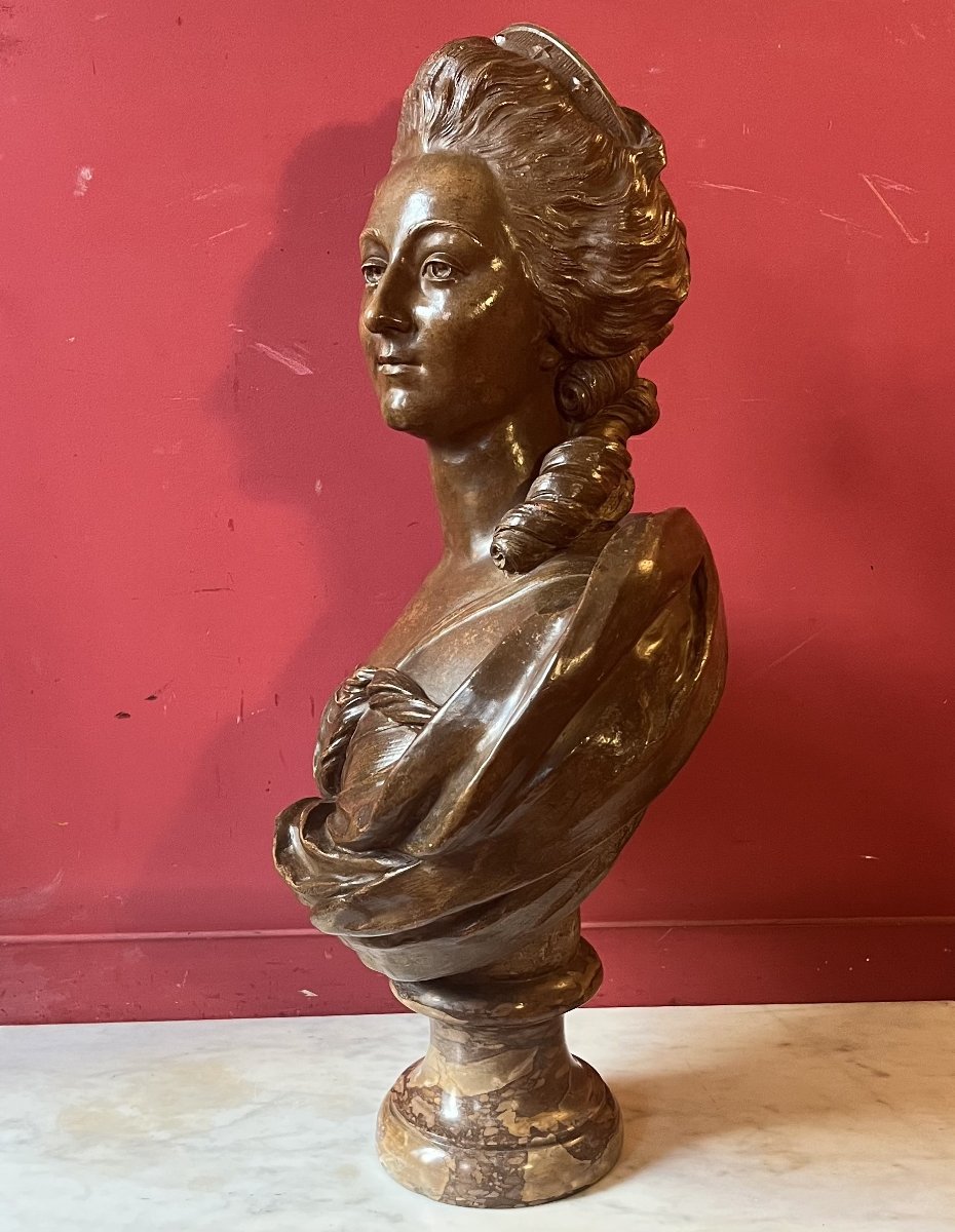 Large Terracotta Bust Of A Young Woman, 19th Century-photo-3