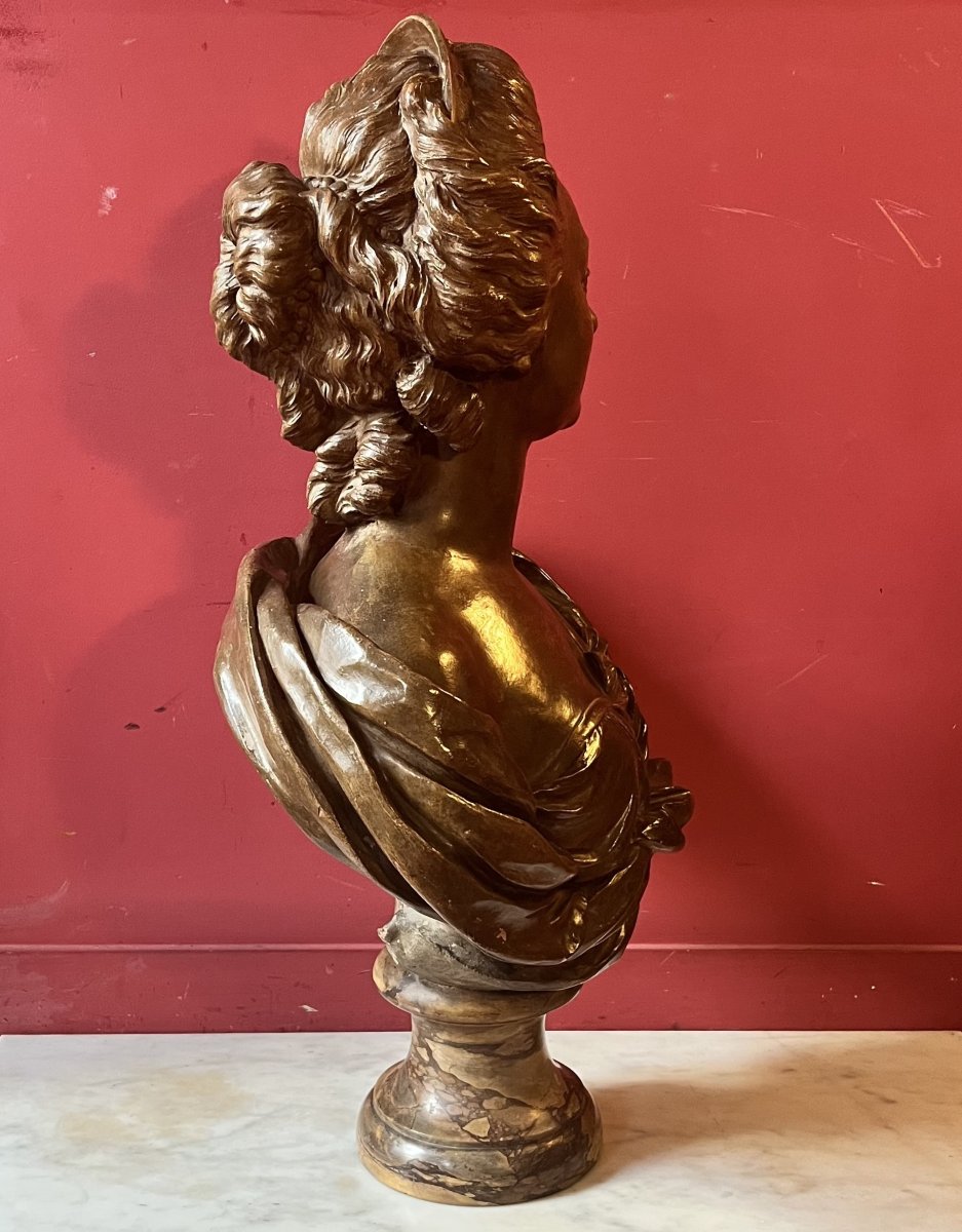 Large Terracotta Bust Of A Young Woman, 19th Century-photo-4