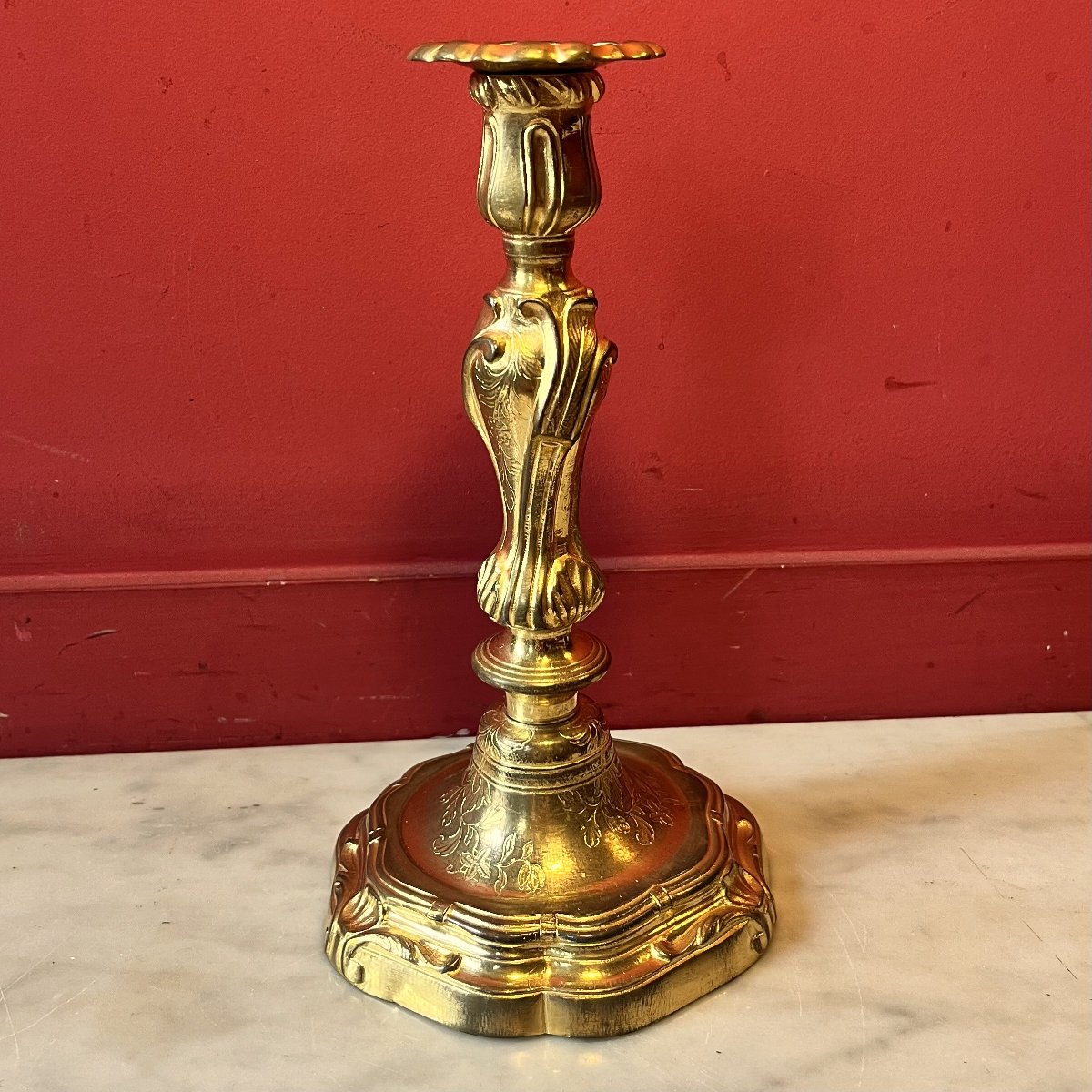 Pair Of Rocaille Candlesticks, Louis XV Period-photo-2