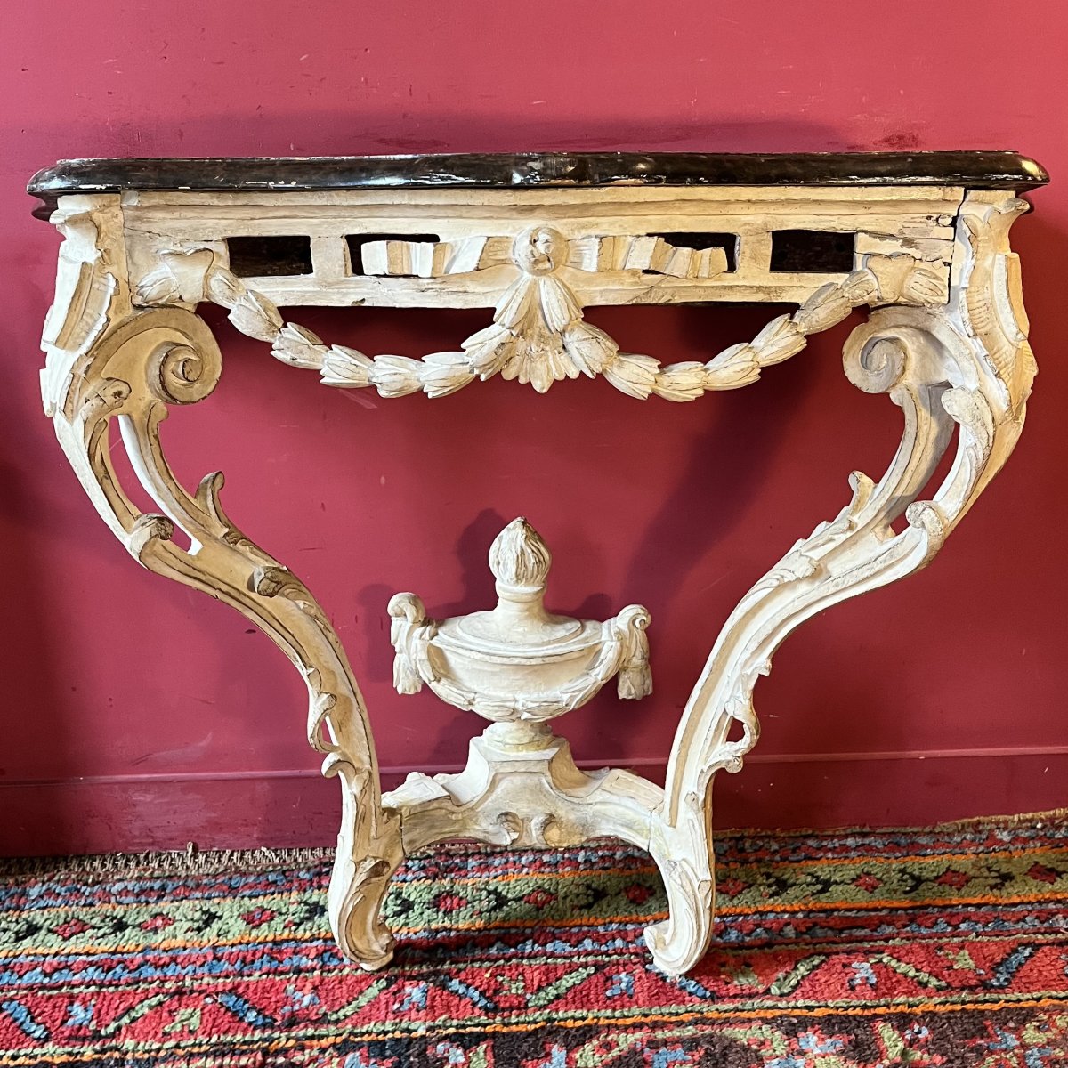 Carved And Lacquered Console Table, Late Louis XV Period-photo-1