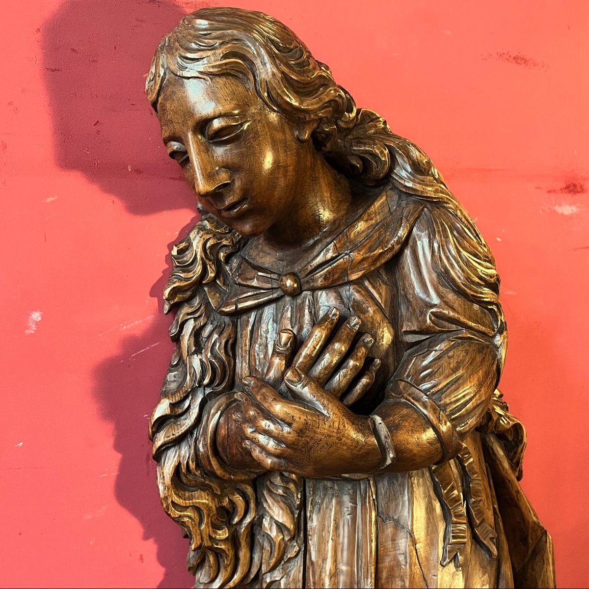 Marie-Madeleine, grande sculpture, XVIIème siècle (94 cm)-photo-4