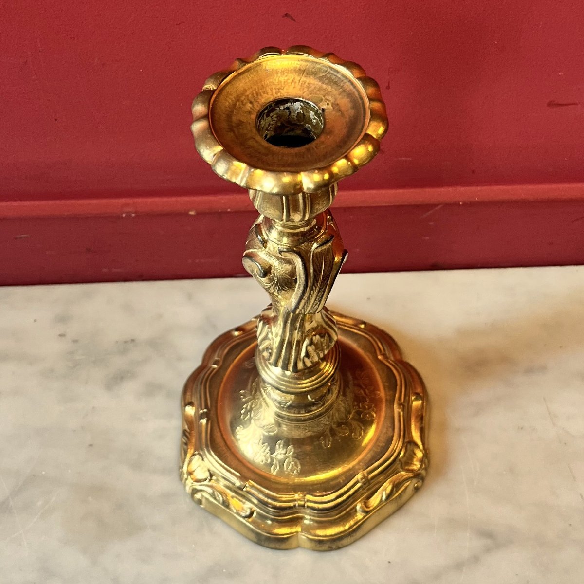 Paire de bougeoirs, époque Louis XV-photo-3