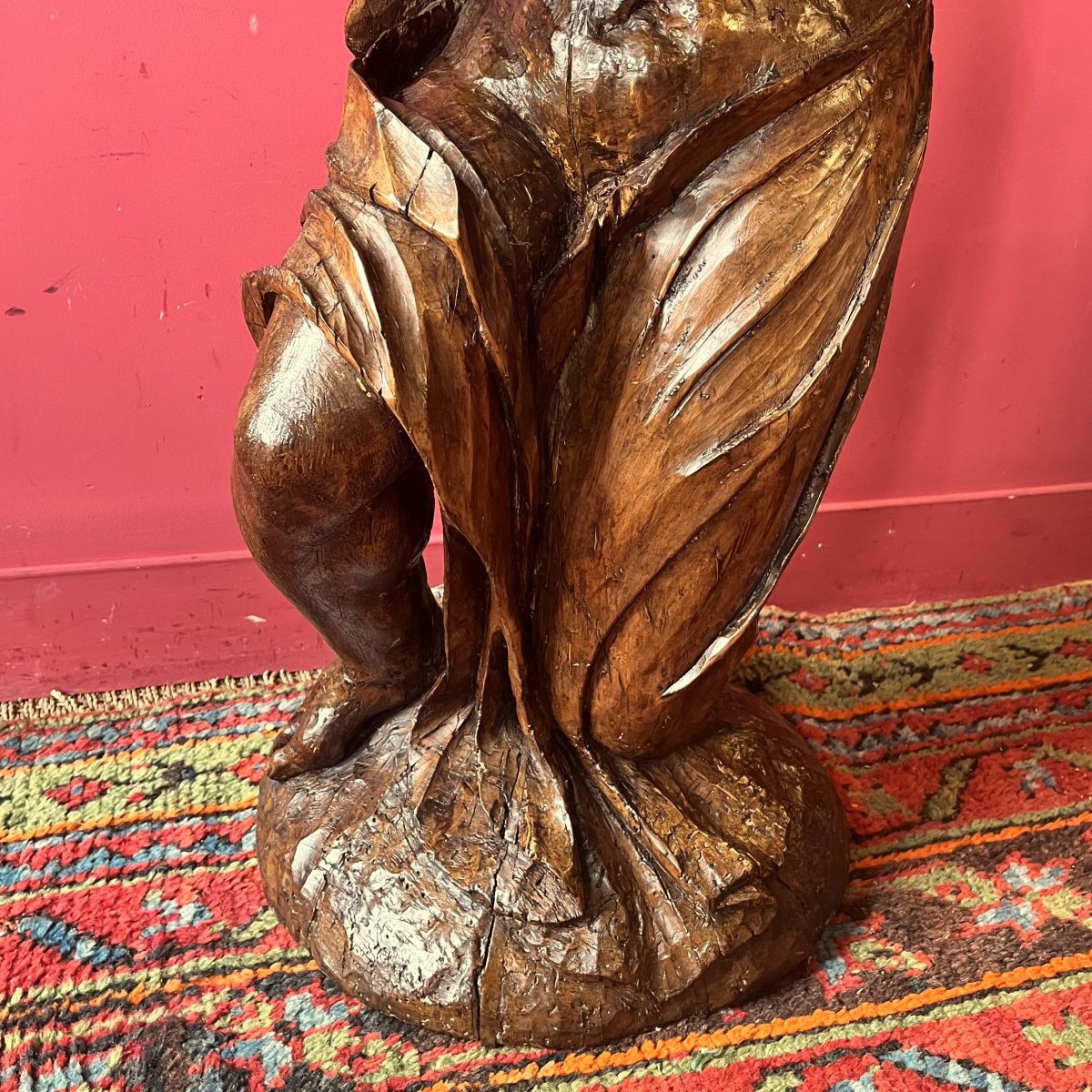 Pair Of Large Angels In Prayer, Late 17th Century (95 Cm)-photo-2