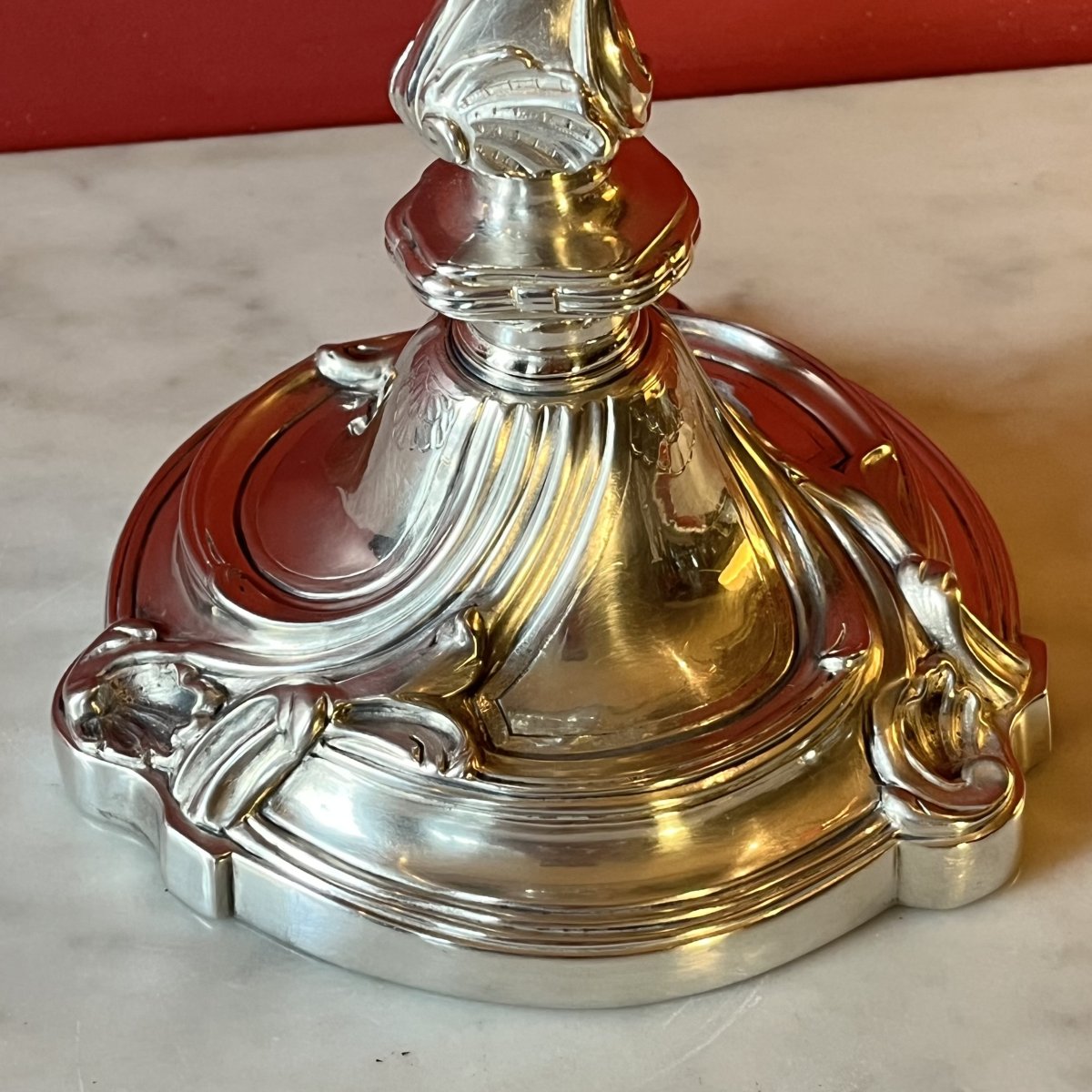 Paire de bougeoirs rocaille, époque Louis XV-photo-3