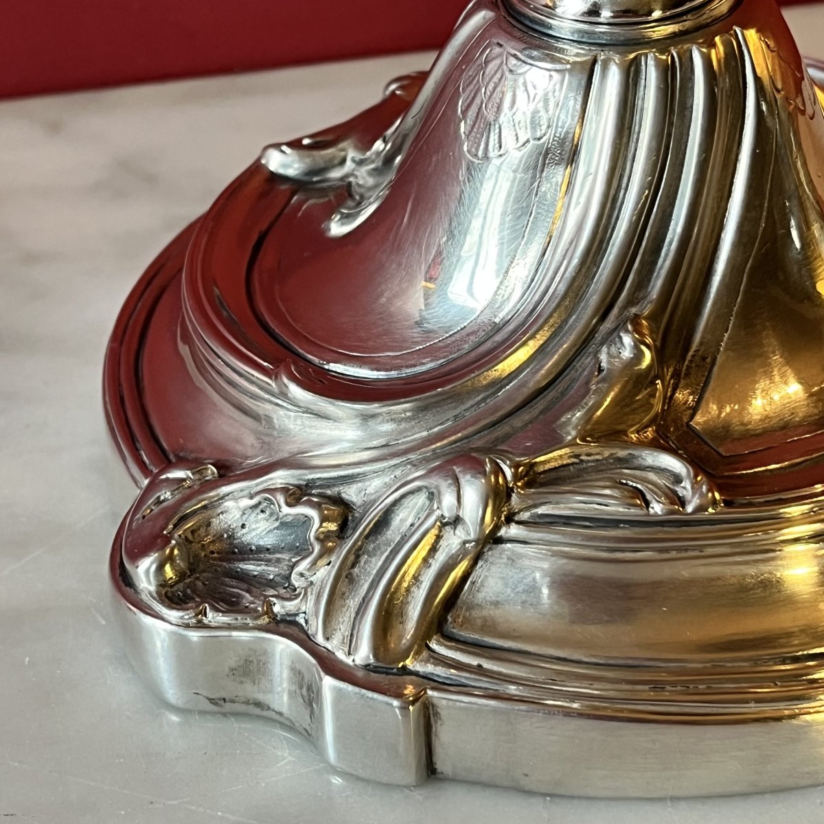 Paire de bougeoirs rocaille, époque Louis XV-photo-5