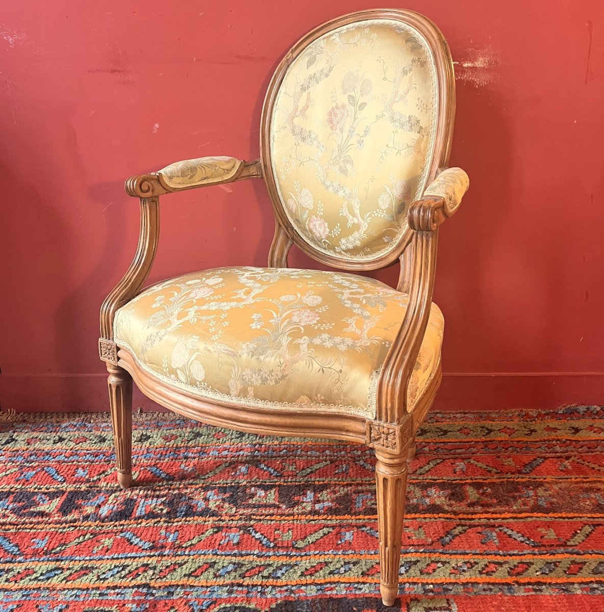 Stamped "c. Séné," Louis XVI-period Armchair