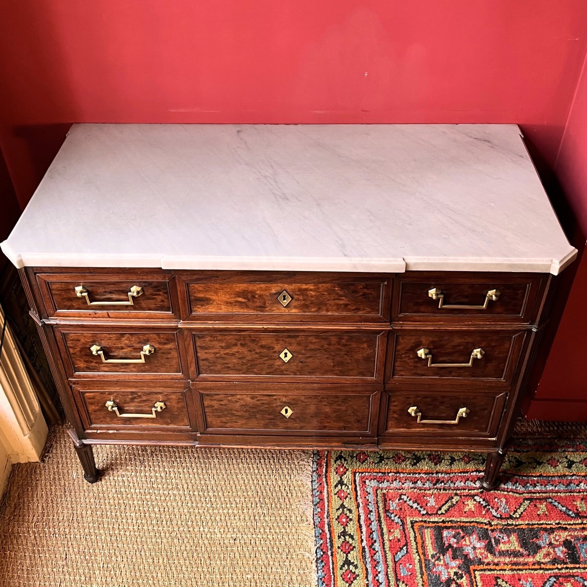 Chest Of Drawers In Mottled Mahogany, Louis XVI Period-photo-3