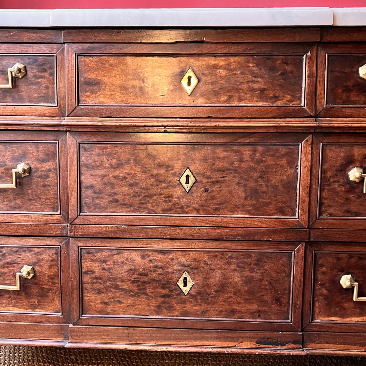 Chest Of Drawers In Mottled Mahogany, Louis XVI Period-photo-2