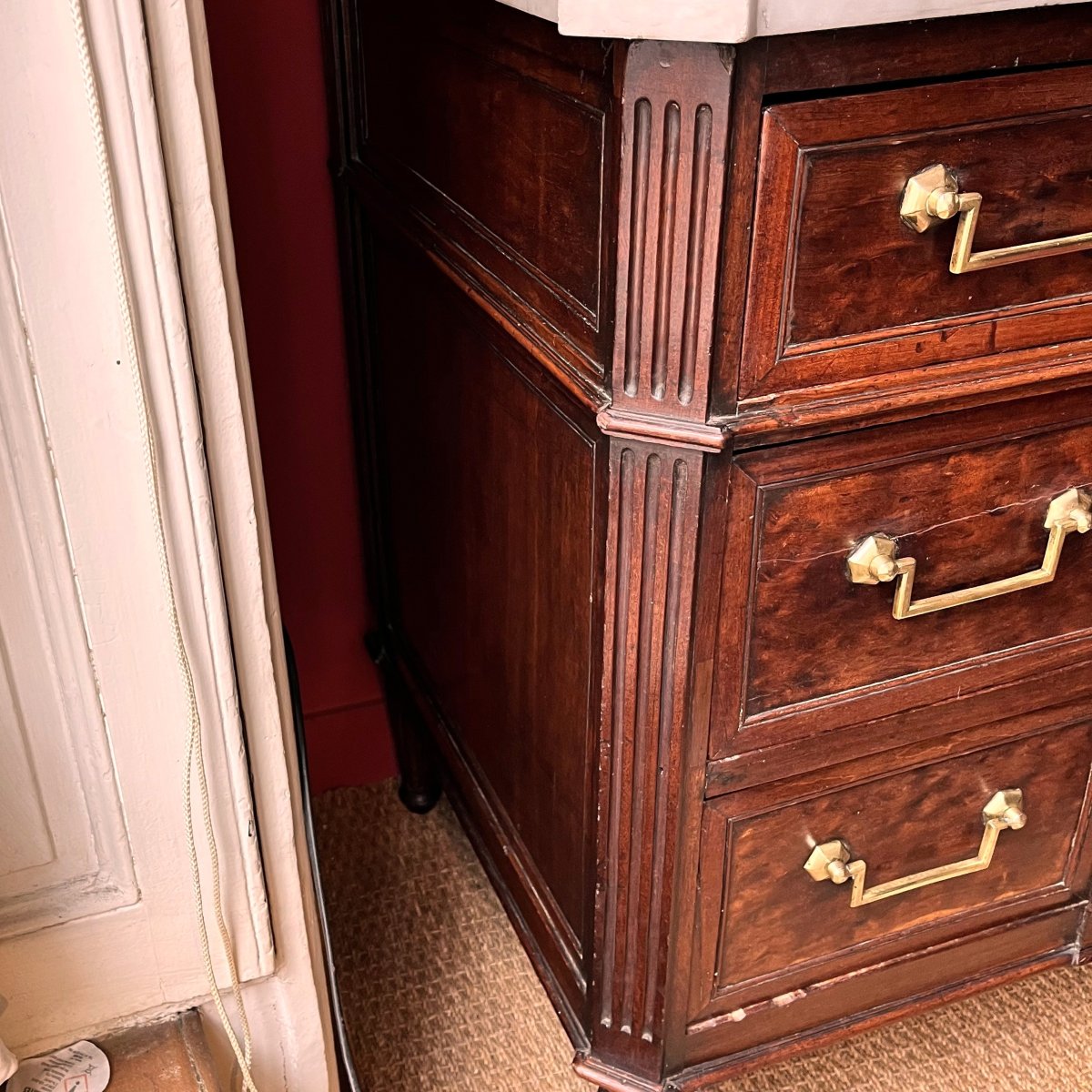 Chest Of Drawers In Mottled Mahogany, Louis XVI Period-photo-5