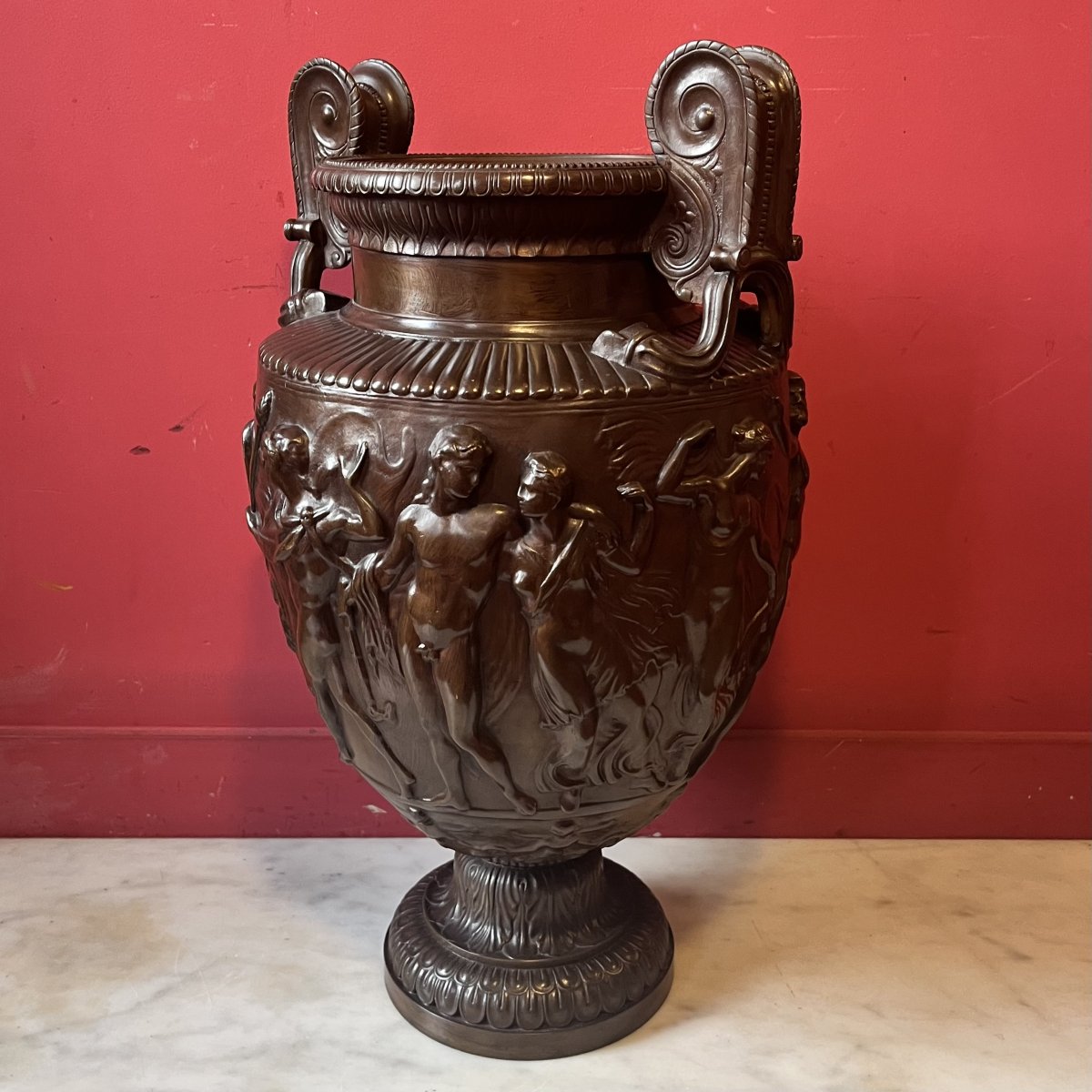 Grand vase à l'antique en bronze, XIXème siècle-photo-2