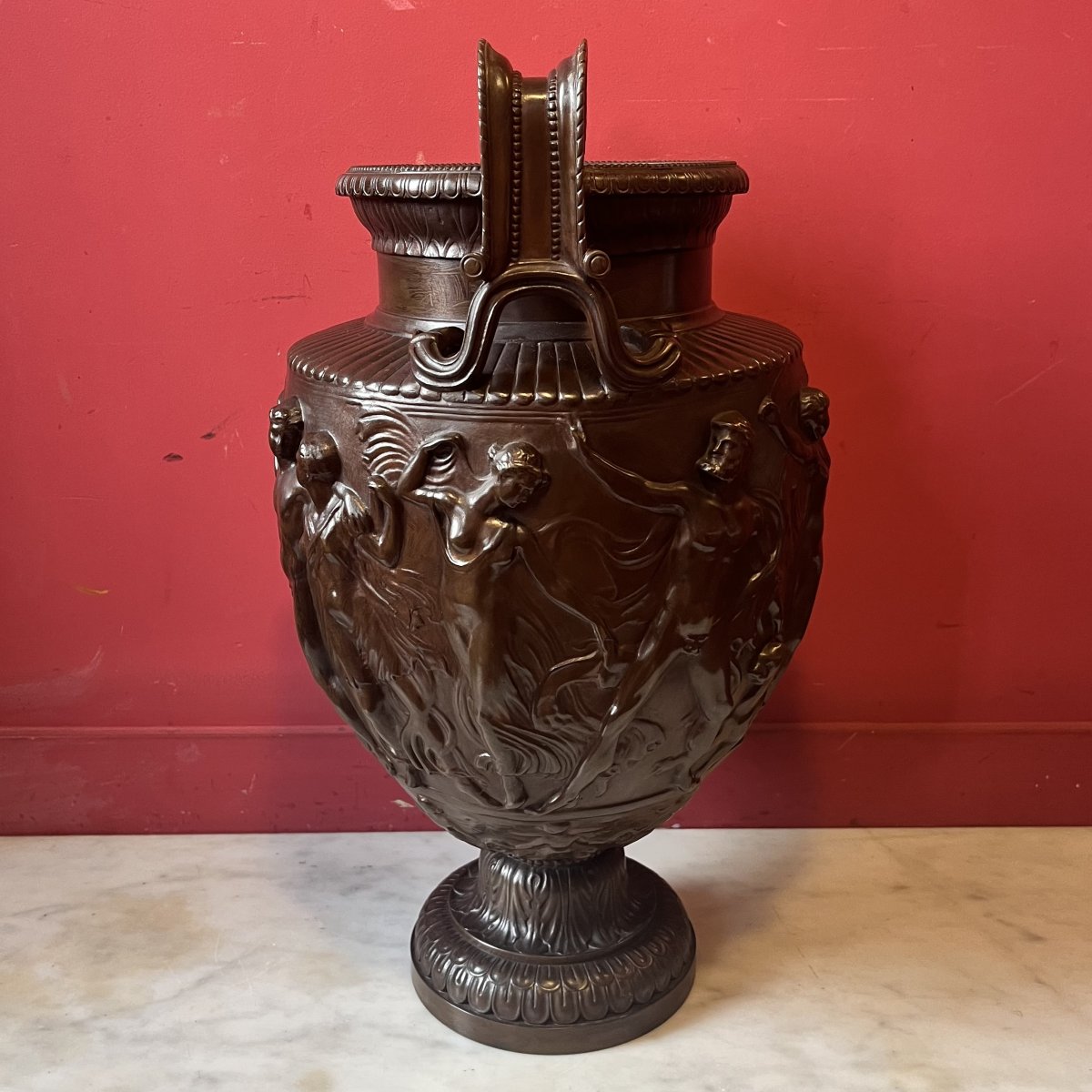 Grand vase à l'antique en bronze, XIXème siècle-photo-3