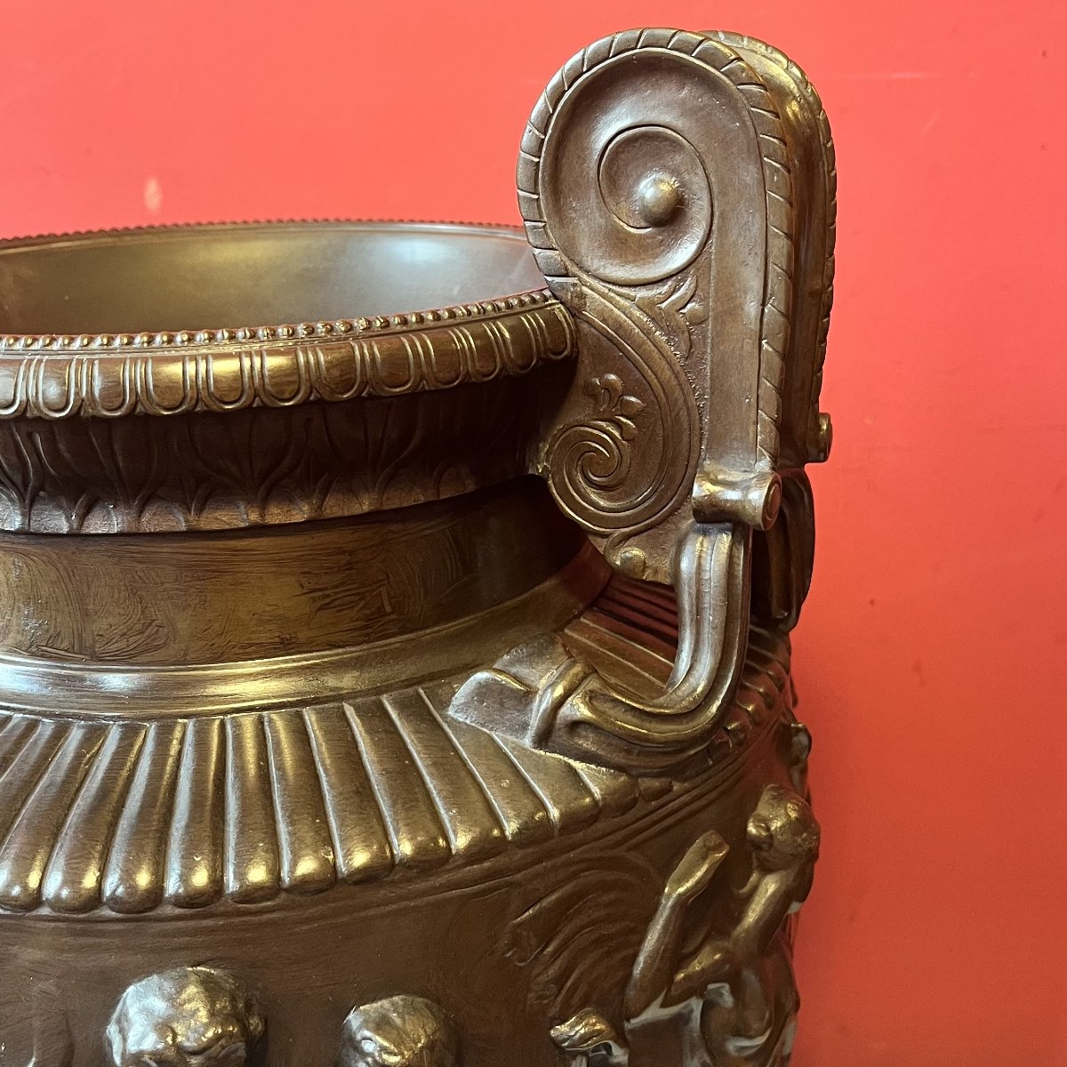 Grand vase à l'antique en bronze, XIXème siècle-photo-2