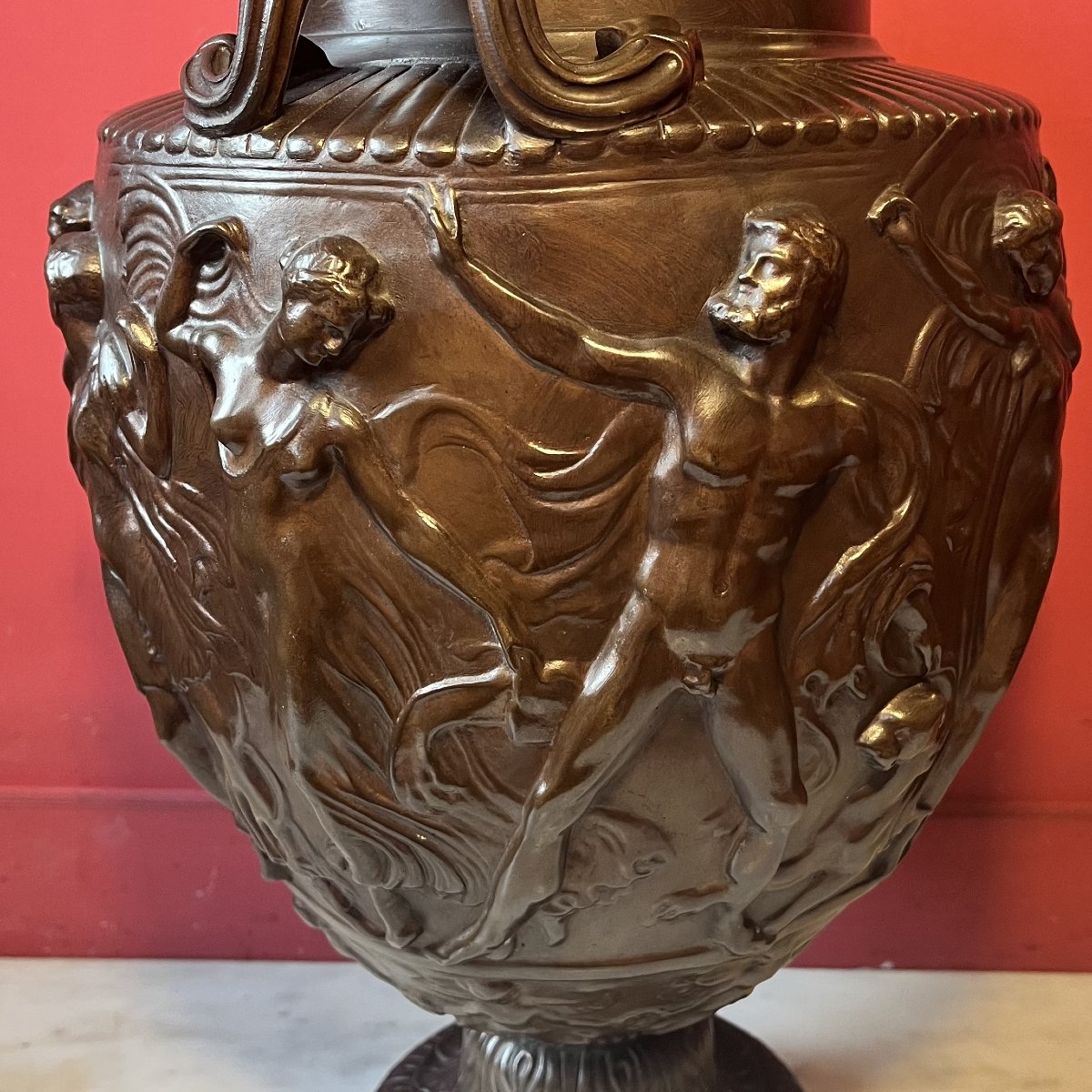 Grand vase à l'antique en bronze, XIXème siècle-photo-4