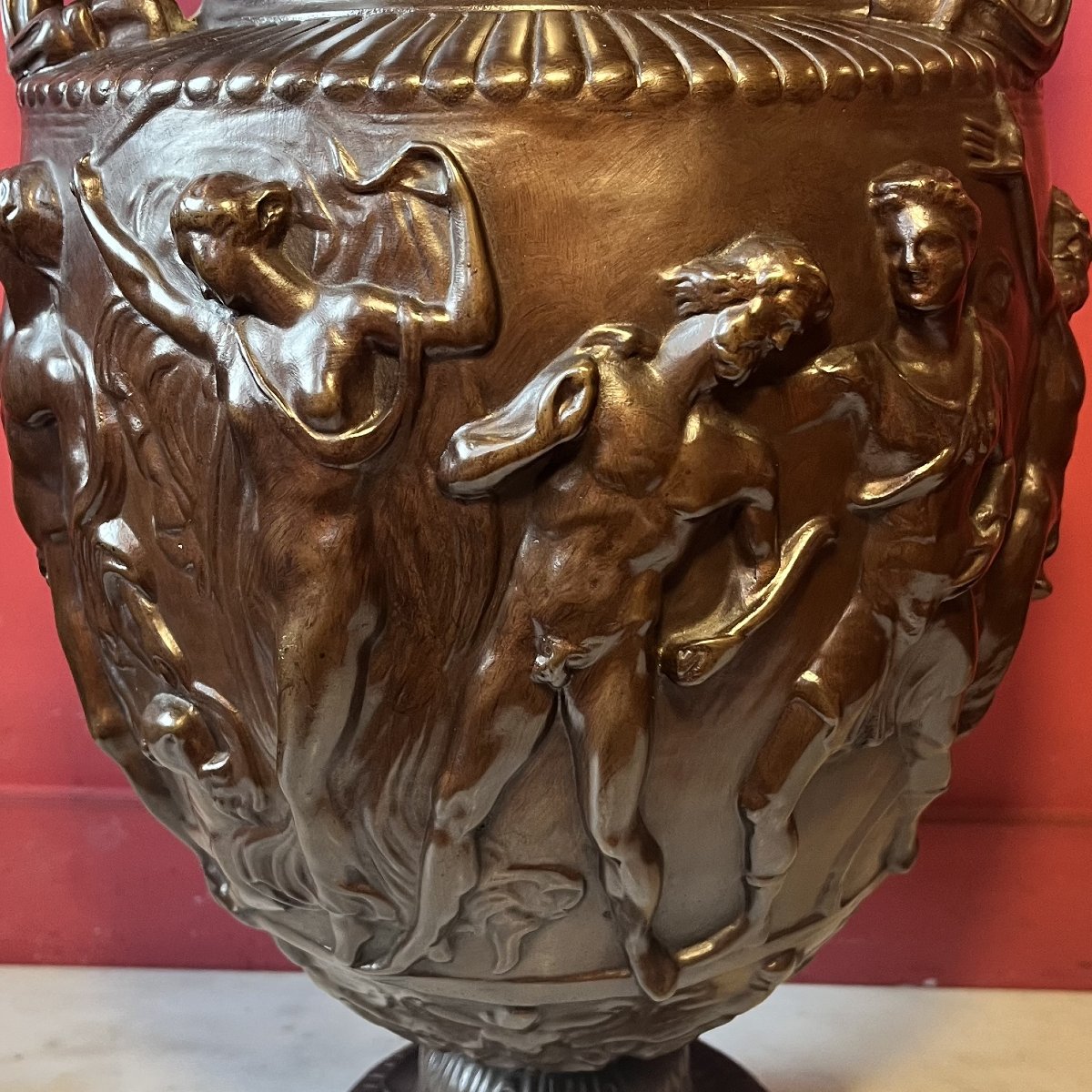 Grand vase à l'antique en bronze, XIXème siècle-photo-5
