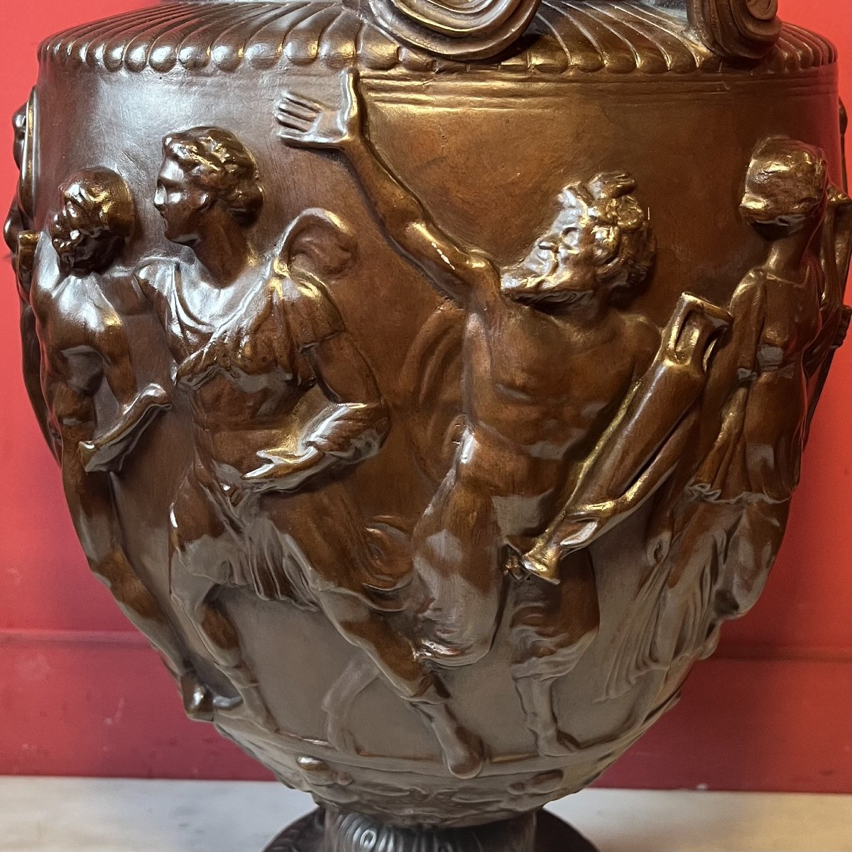 Grand vase à l'antique en bronze, XIXème siècle-photo-6