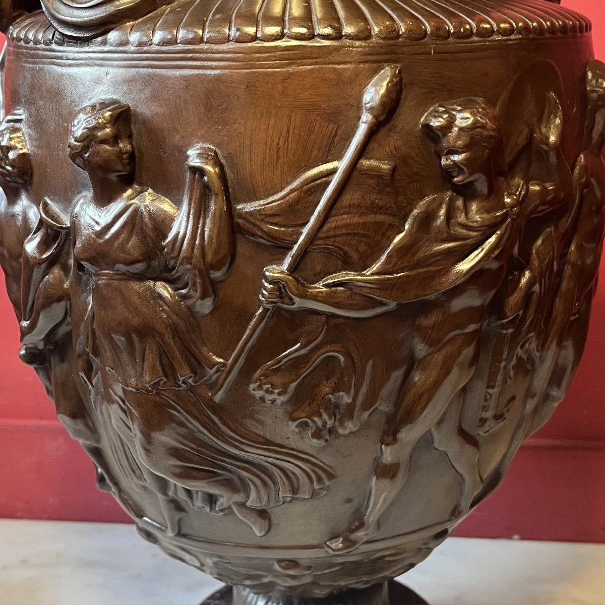 Grand vase à l'antique en bronze, XIXème siècle-photo-7